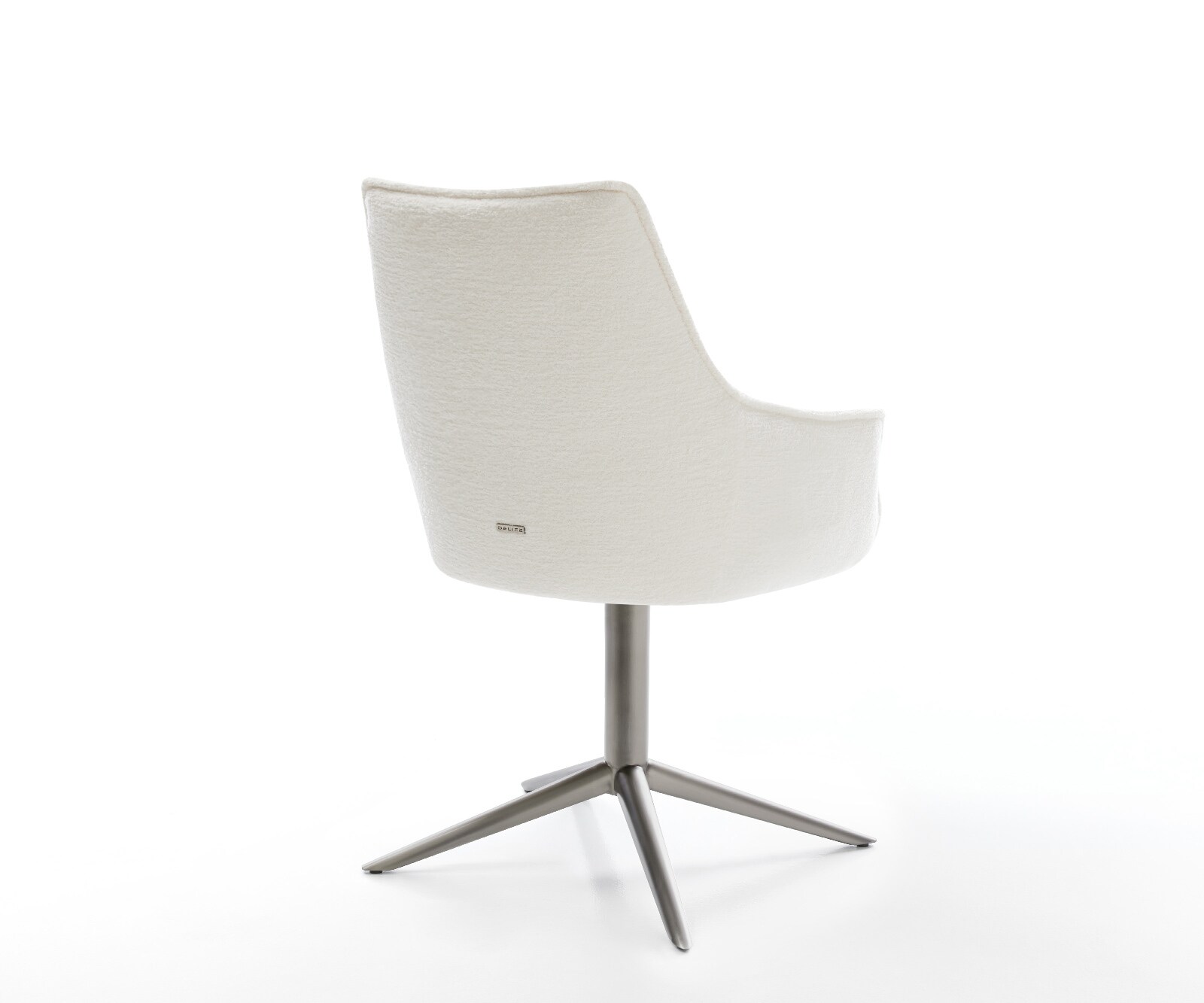 Chaise-pivotante Alja-Flex avec accoudoirs bouclé doux beige pied de chaise 4 branches grafiete pivotement sur 360° fonction bascule resorts ensachés 4