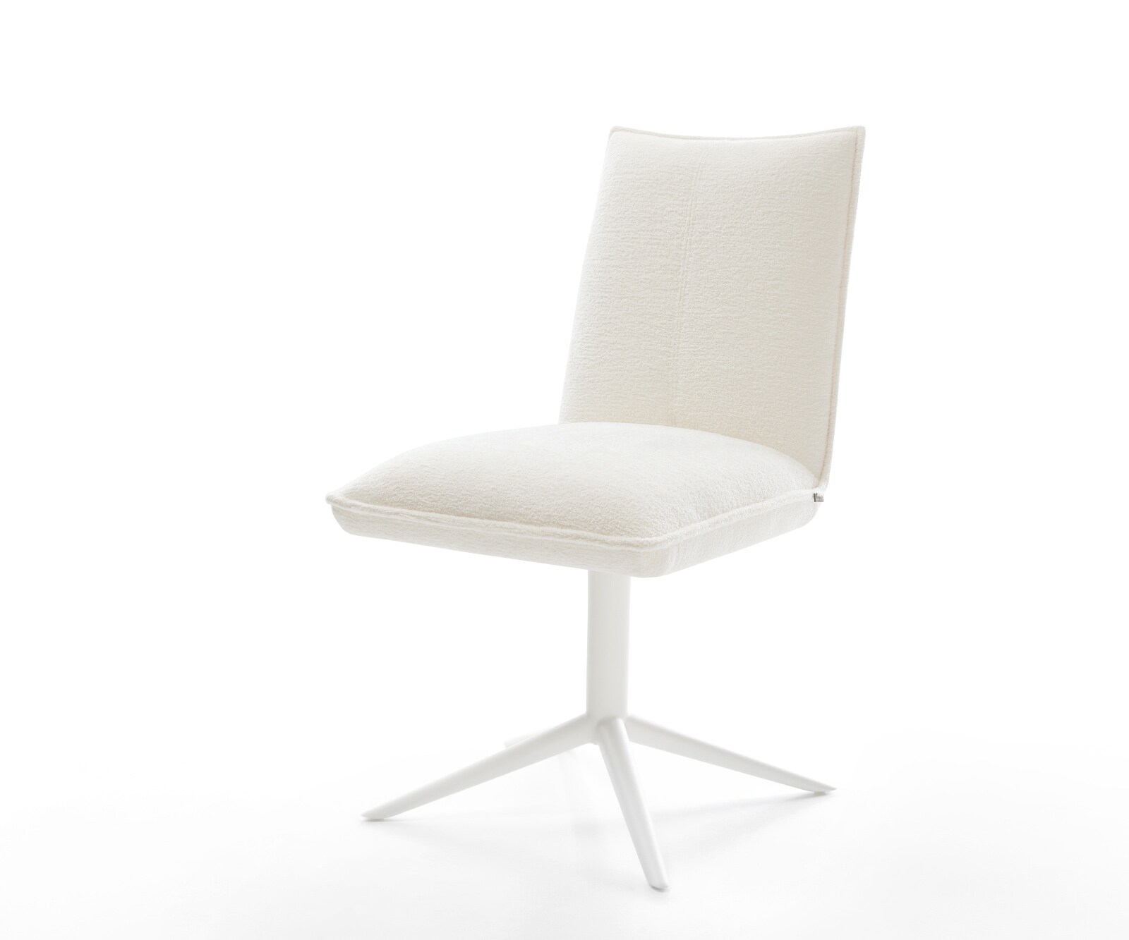Chaise-pivotante Lelio-Flex bouclé doux beige pied de chaise 4 branches blanc pivotement sur 360° fonction bascule resorts ensachés