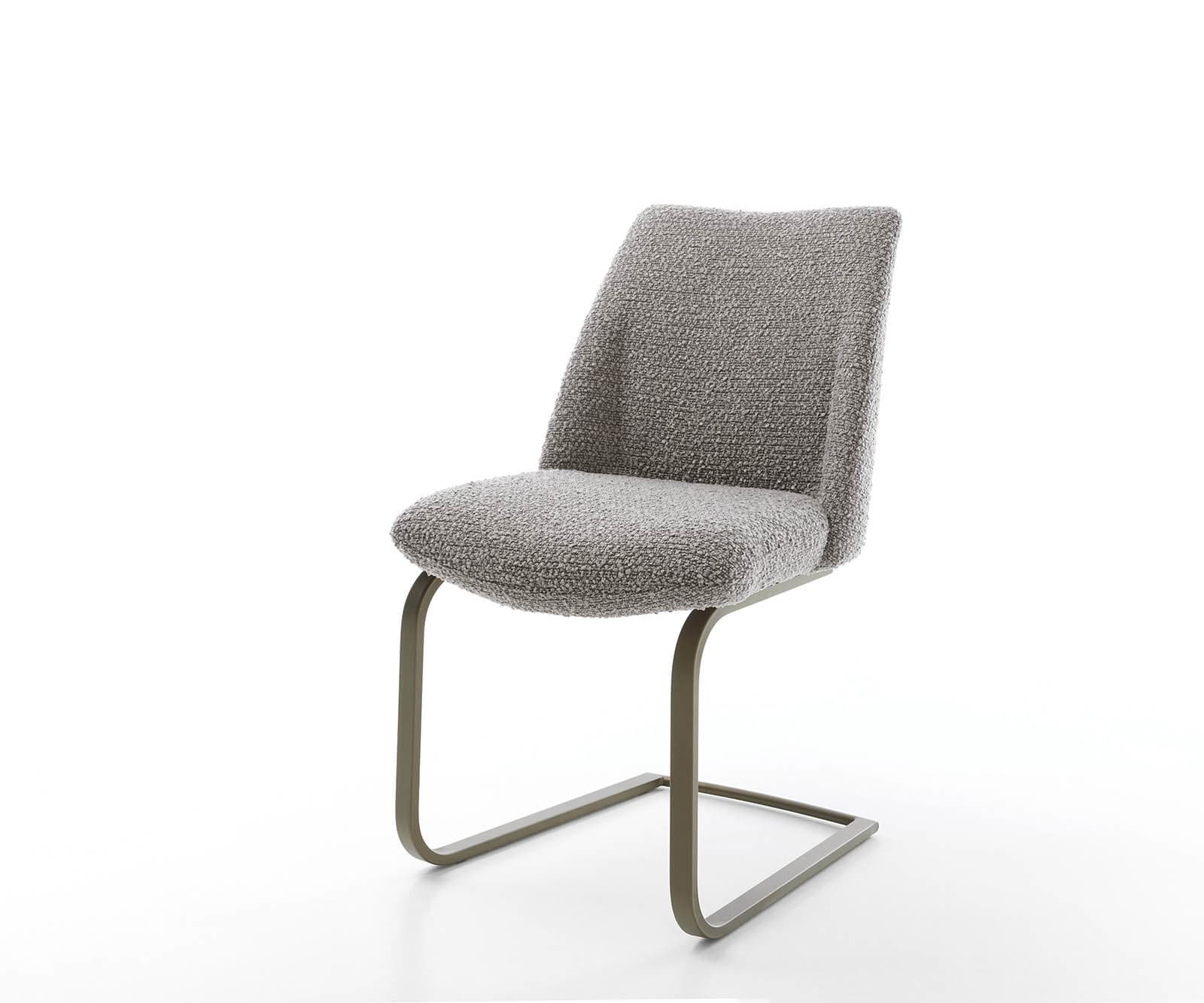 Cantilever Elso-Flex bouclé gris argenté pied cantilever plat aspect titane ressorts ensachés Cantilever Elso-Flex bouclé gris argenté pied cantilever plat aspect titane ressorts ensachés