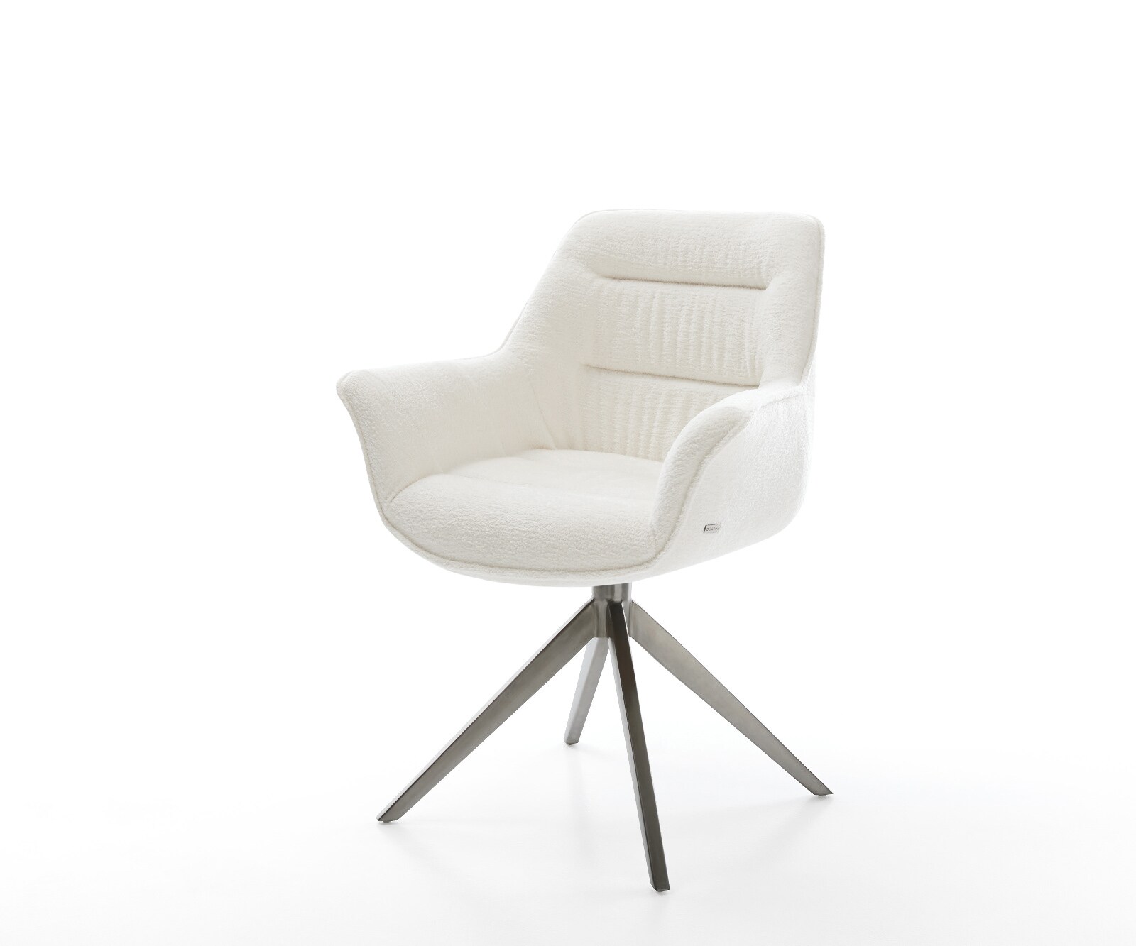Chaise-pivotante Kaira-Flex bouclé doux beige pied croisé large grafiete pivotement sur 360° fonction bascule