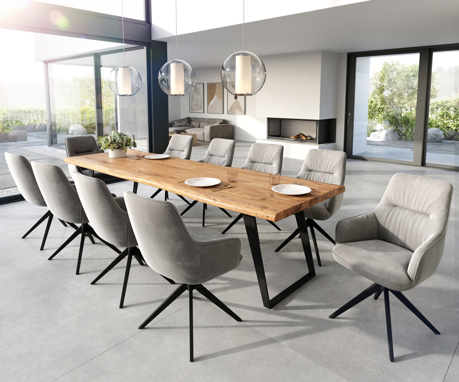 Chaise-de-salle-à-manger Zelia-Flex avec accoudoirs velours gris pied croisé large noir ressorts ensachés 3 Chaise-de-salle-à-manger Zelia-Flex avec accoudoirs velours gris pied croisé large noir ressorts ensachés 3