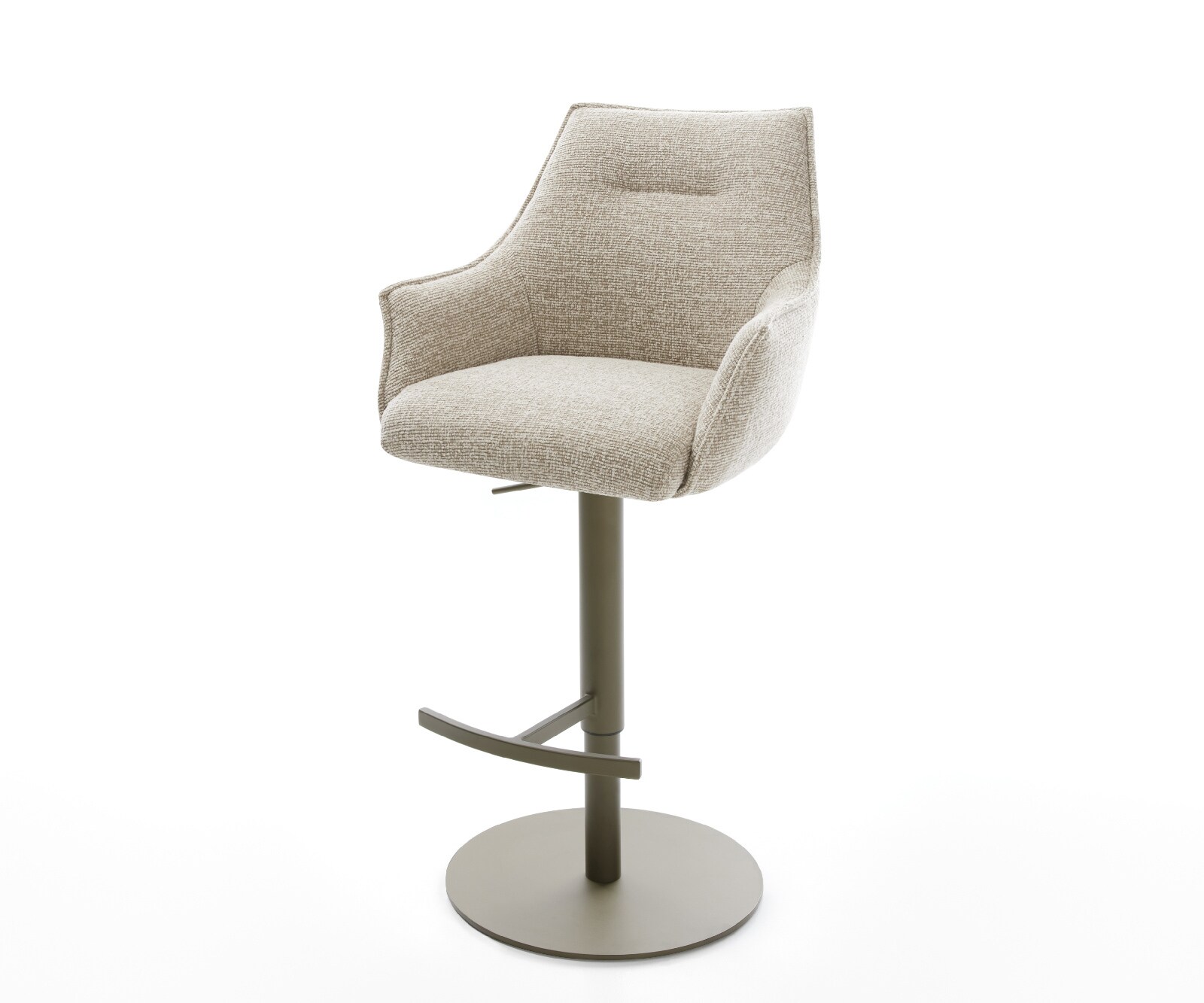 Chaise-de-bar Alja-Flex Tissu tissé doux Beige Pied pivotant réglable en hauteur couleur titane Couleur titane Ressort ensaché 1
