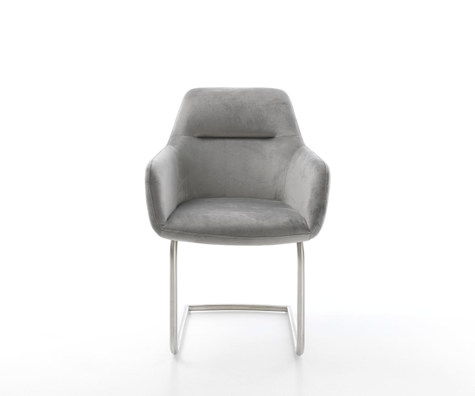 Cantilever Pejo-Flex velours gris pied cantilever rond acier inoxydable brossé ressorts ensachés 1