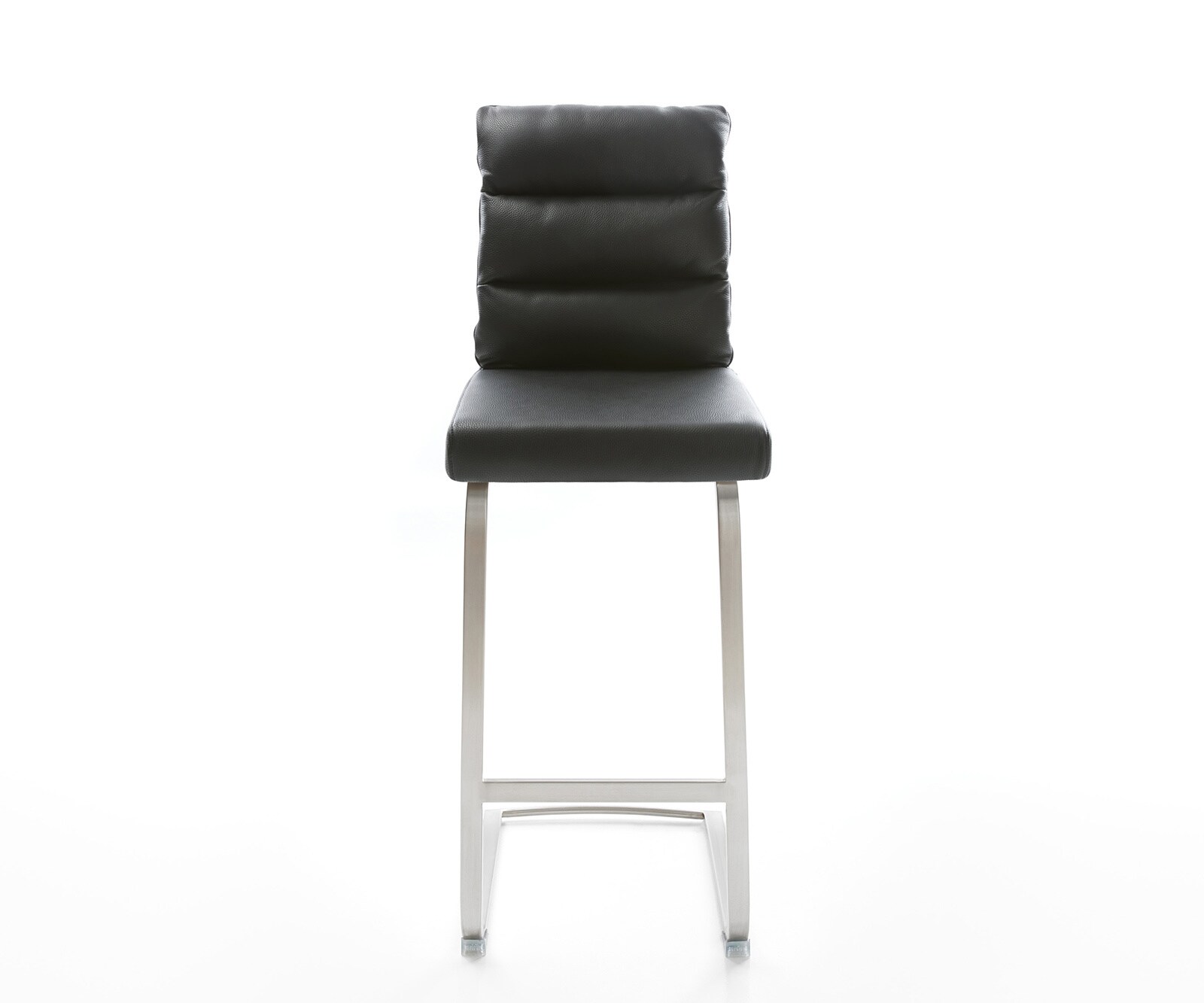 Chaise-de-bar Pela-Flex cuir véritable noir chaise cantilever acier plat inoxydable 1