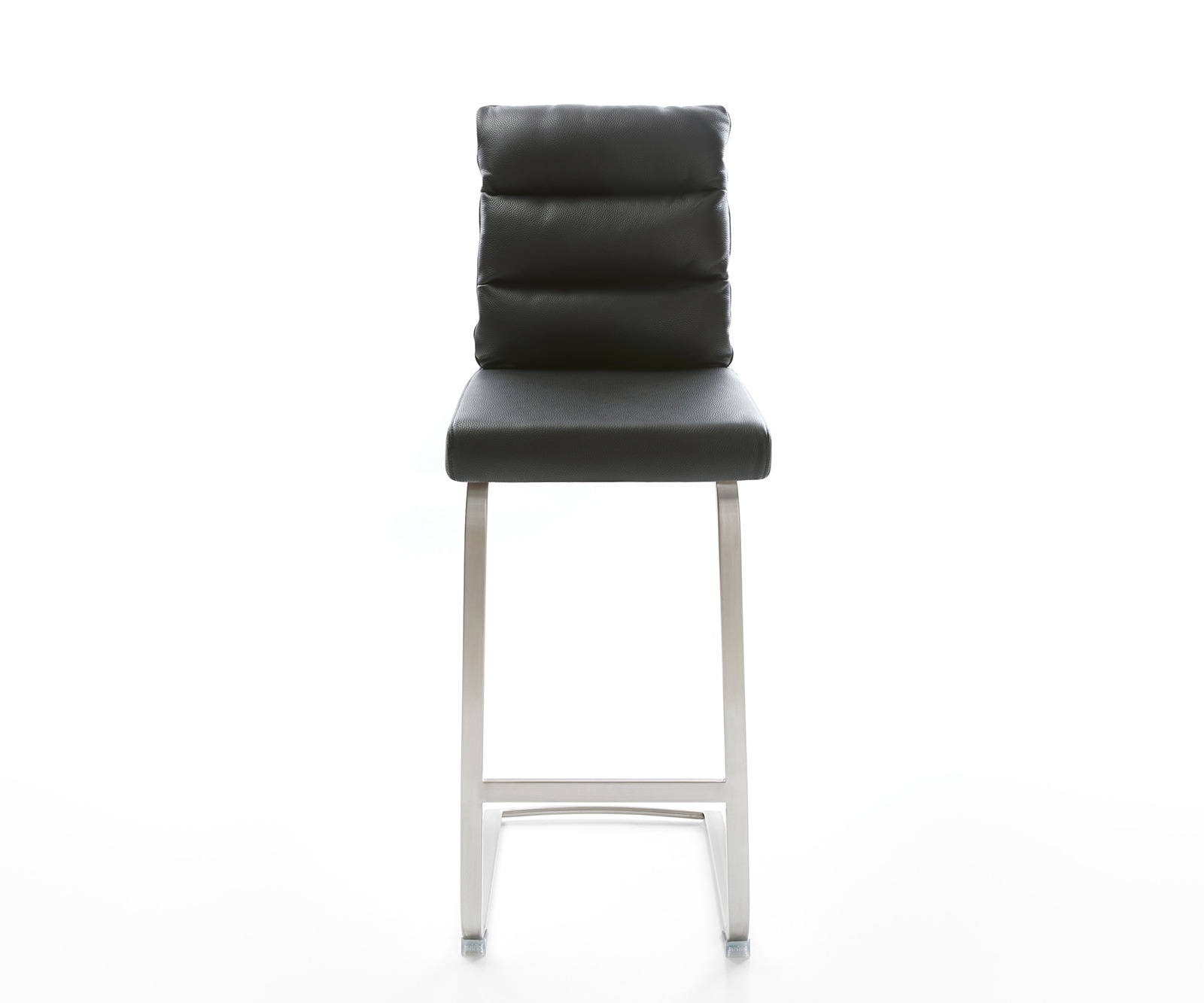 Chaise-de-bar Pela-Flex cuir véritable noir chaise cantilever acier plat inoxydable 1 Chaise-de-bar Pela-Flex cuir véritable noir chaise cantilever acier plat inoxydable 1