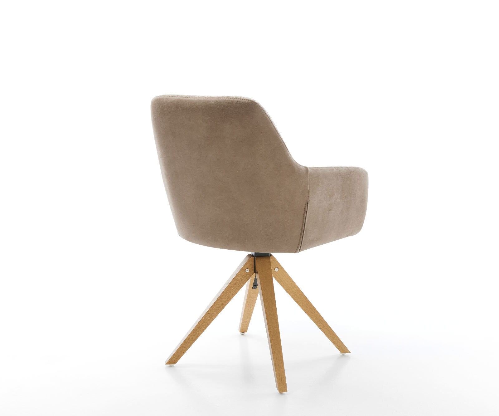 Chaise-pivotante Pejo-Flex tissu mixte couleur boue pied en bois angulaire blanc pivotement sur 180° ressorts ensachés 4