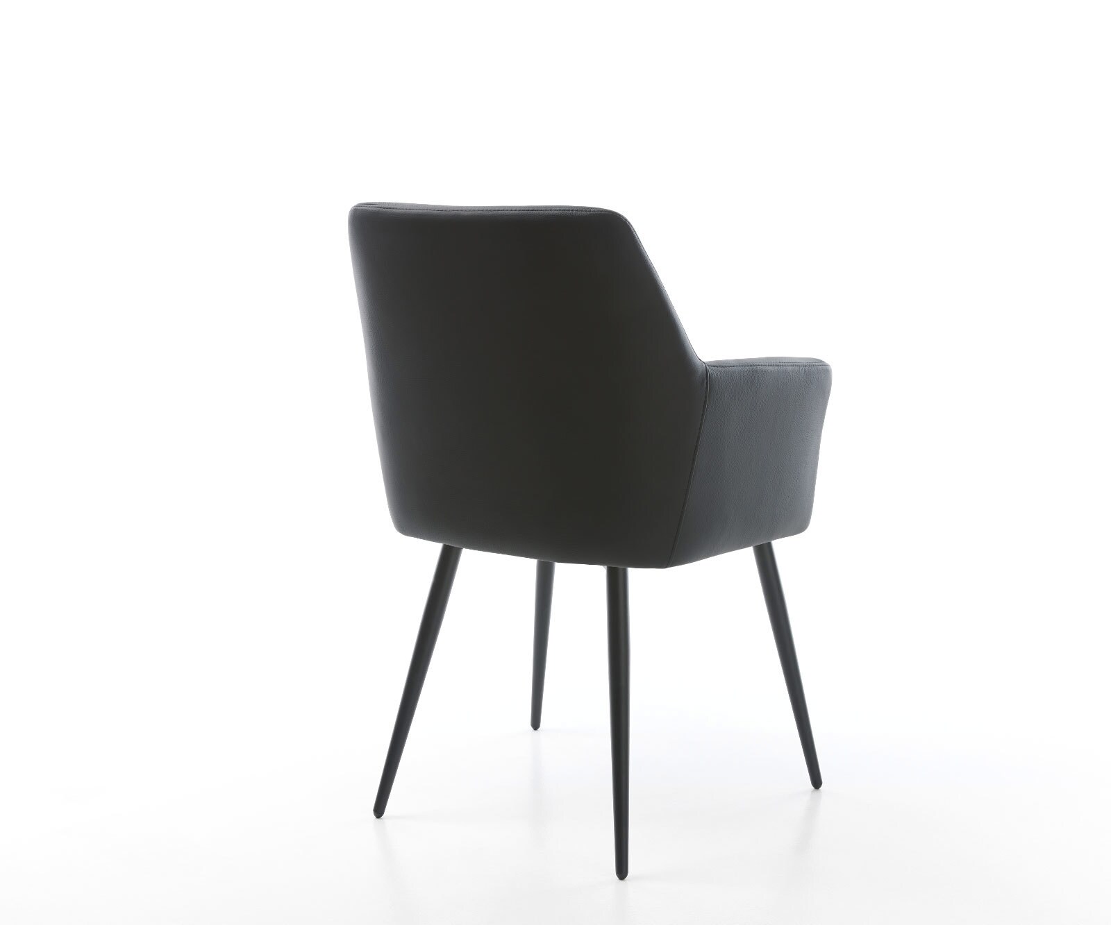 Chaise-de-salle-à-manger Xana-Flex avec accoudoirs cuir de vache noir 4 pieds coniques noir ressorts ensachés 5