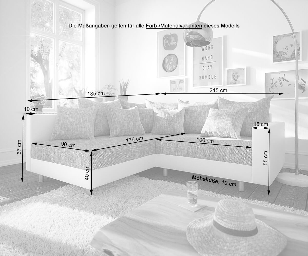 Canapé-d'angle Clovis blanc noir modulaire accoudoir Tabouret Pouf Gauche  6