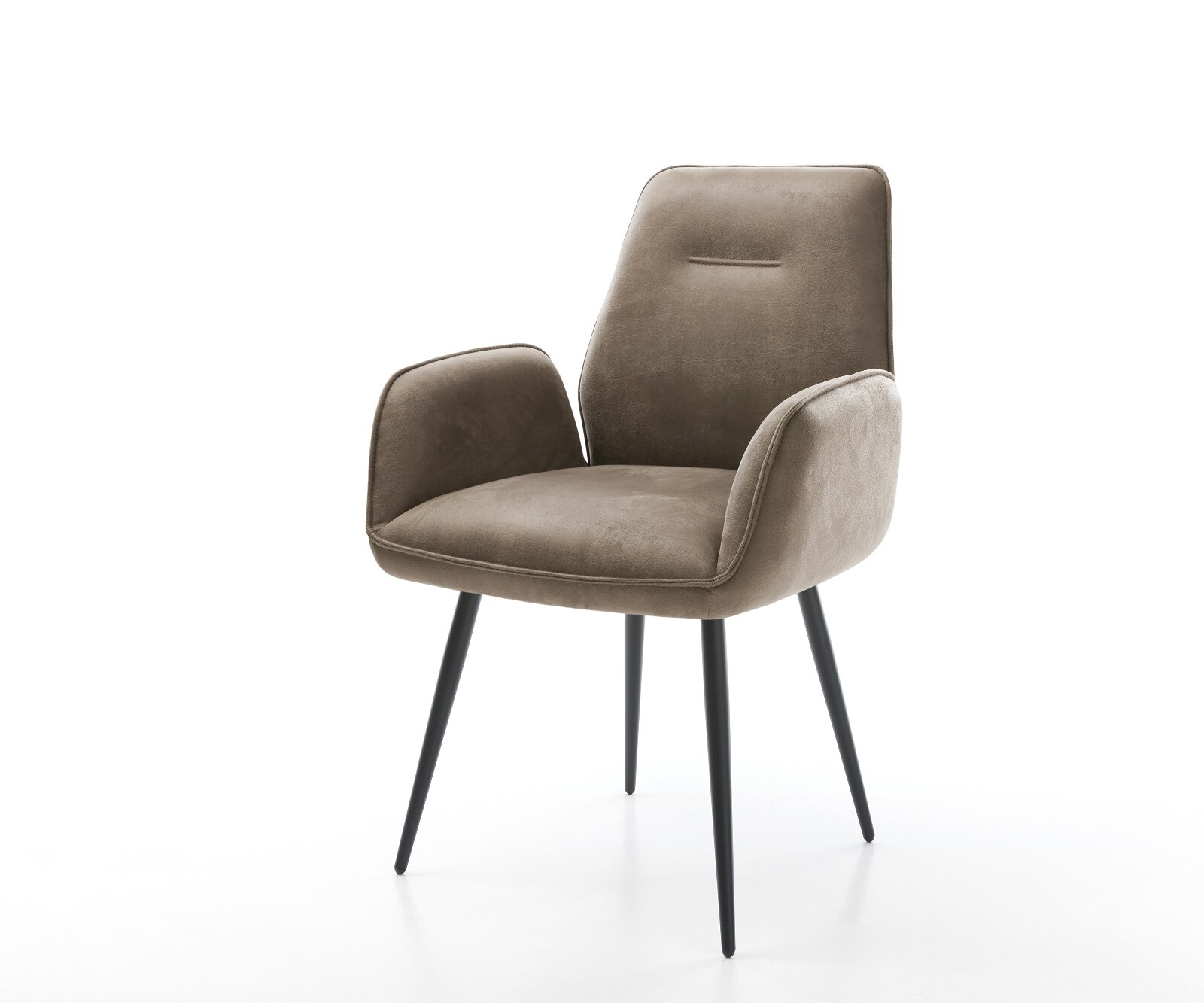 Chaise-de-salle-à-manger Zoa-Flex microvelours taupe vintage 4 pieds coniques noir ressorts ensachés