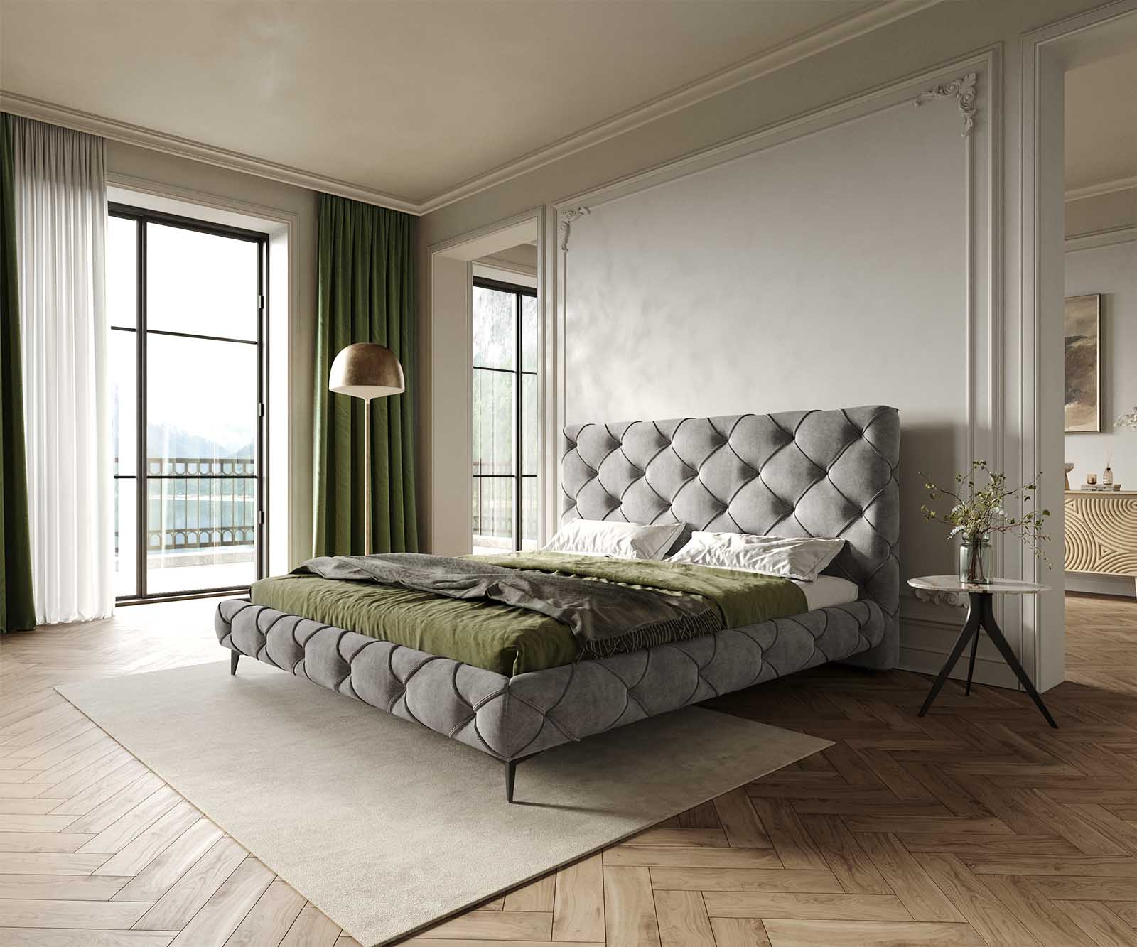 Sommier-rembourré Nayara 180x200 cm microfibre grise Sommier-rembourré Nayara 180x200 cm microfibre grise