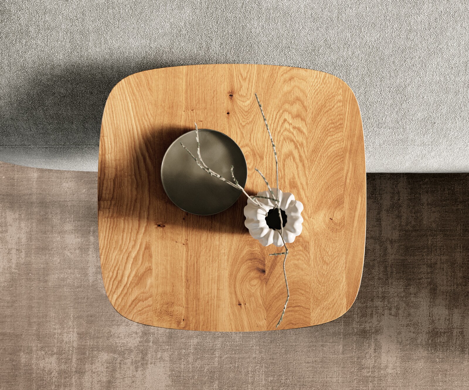 Table basse Edge Boot 50x50 cm chêne naturel bord suisse Eleny métal noir 4