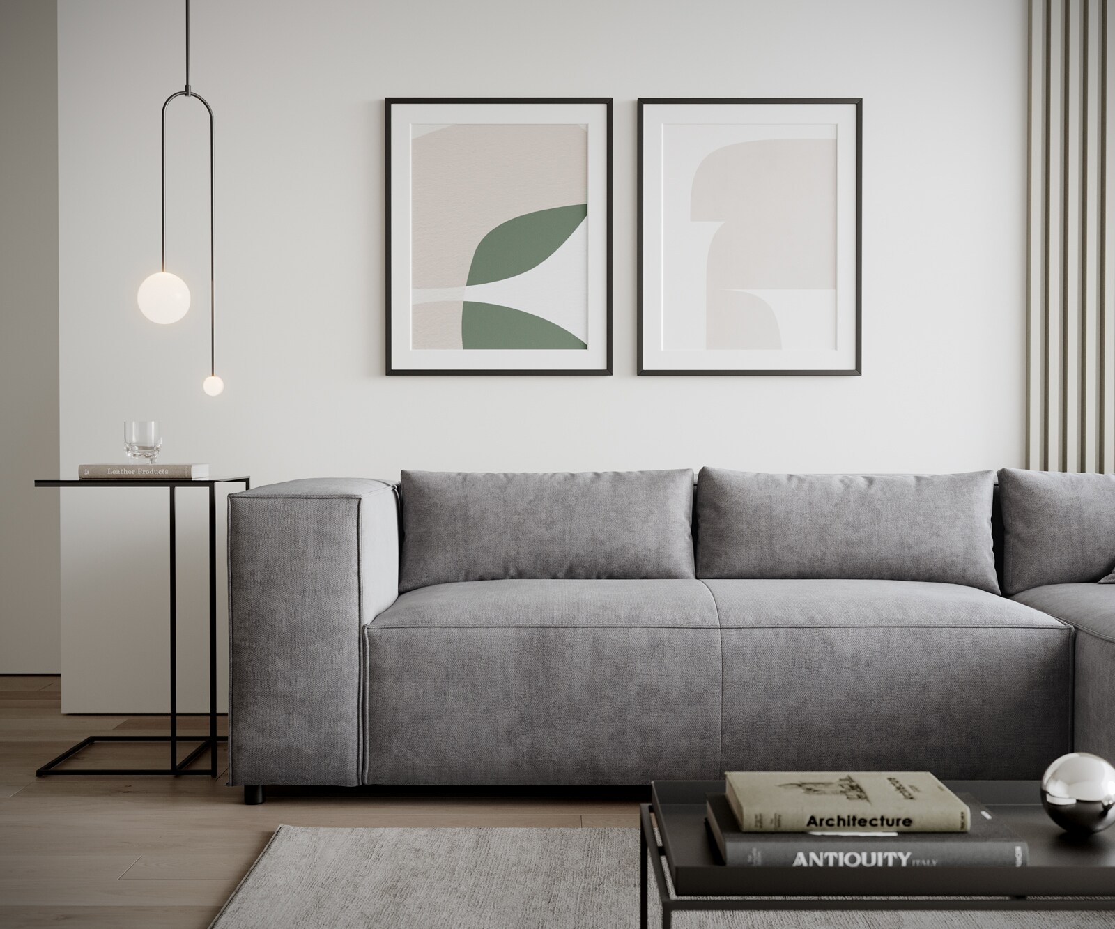 Canapé-d'angle Brom 260 x 175 cm microfibre gris recamière à droite 5