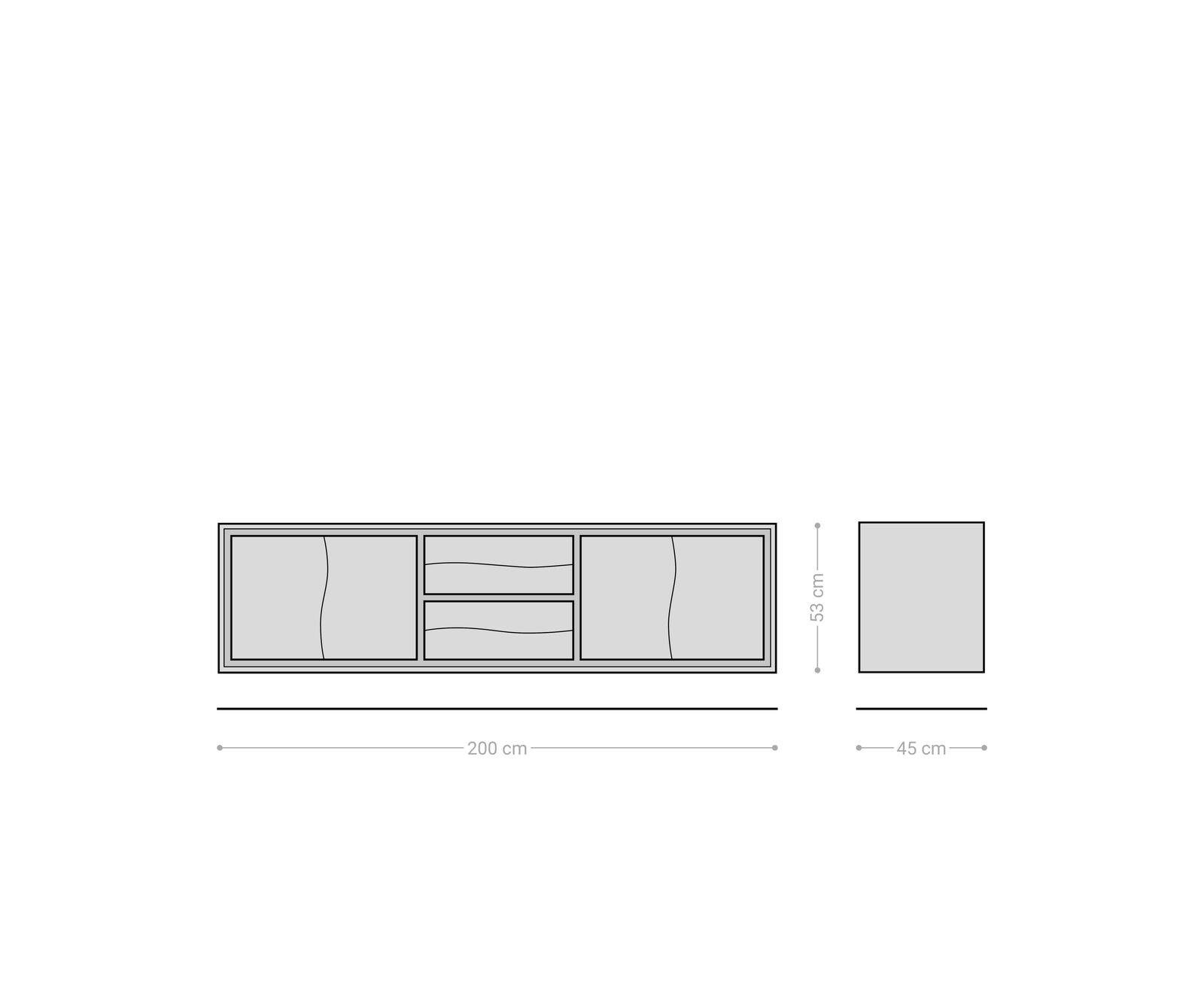 Meuble-TV Live-Edge 200 cm acacia naturel 4 portes 2 tiroirs suspendus 6