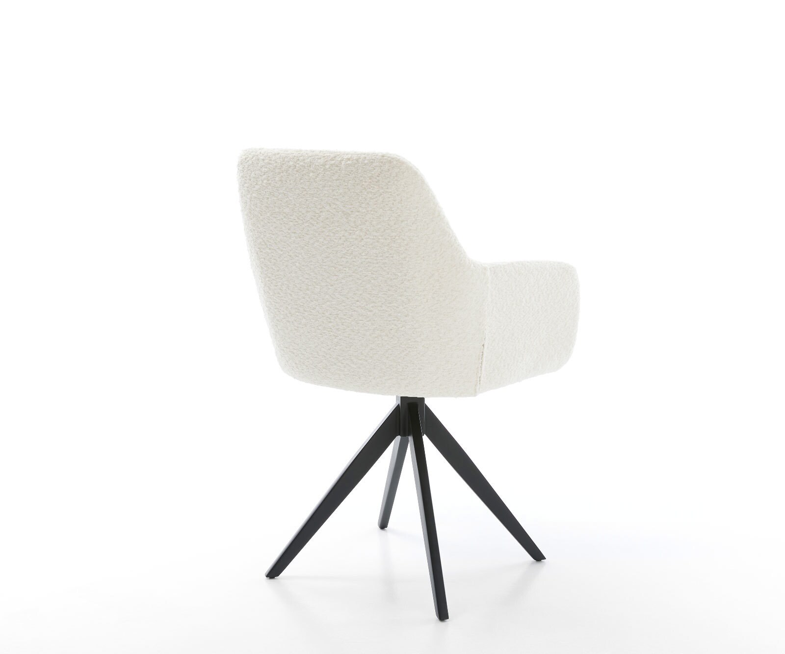 Chaise-de-salle-à-manger Pejo-Flex bouclé blanc pied croisé angulaire noir ressorts ensachés 4