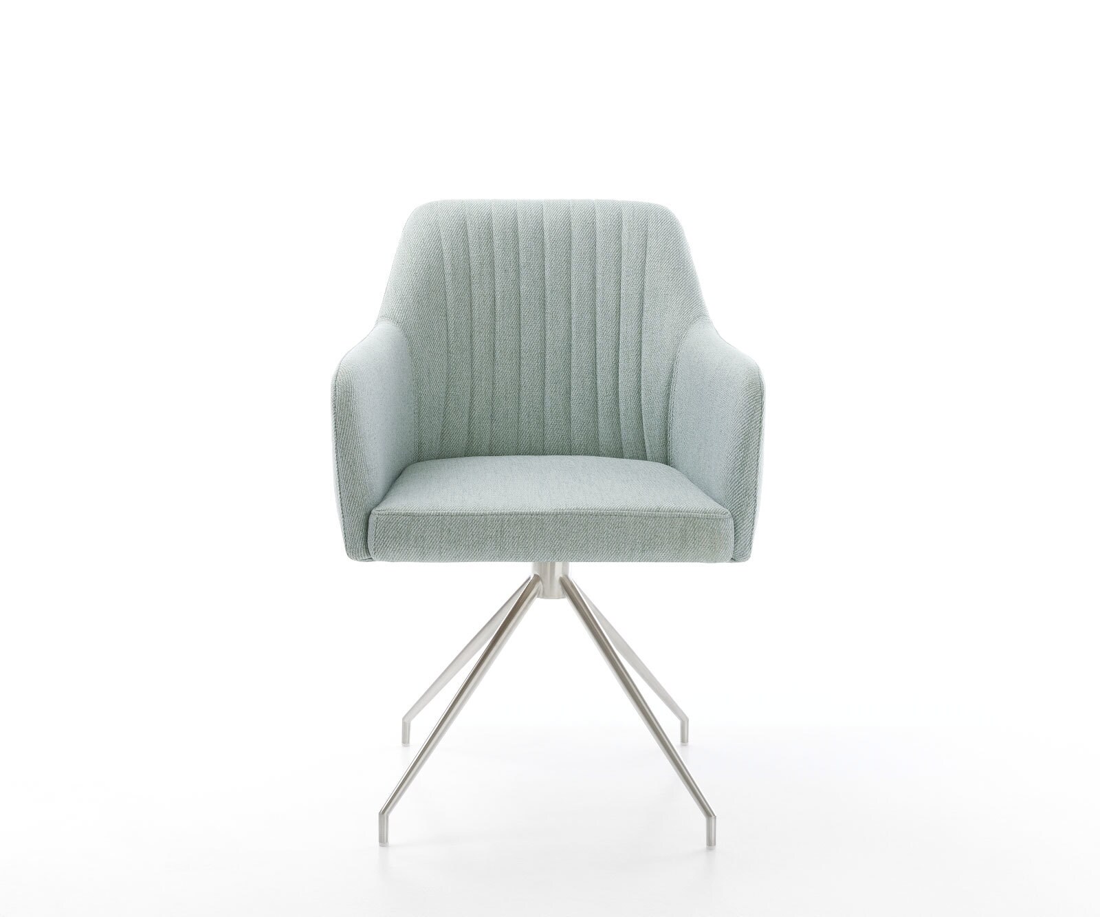 Chaise-de-salle-à-manger Greg-Flex rayures Vert menthe pied croisé conique acier inoxydable brossé 1