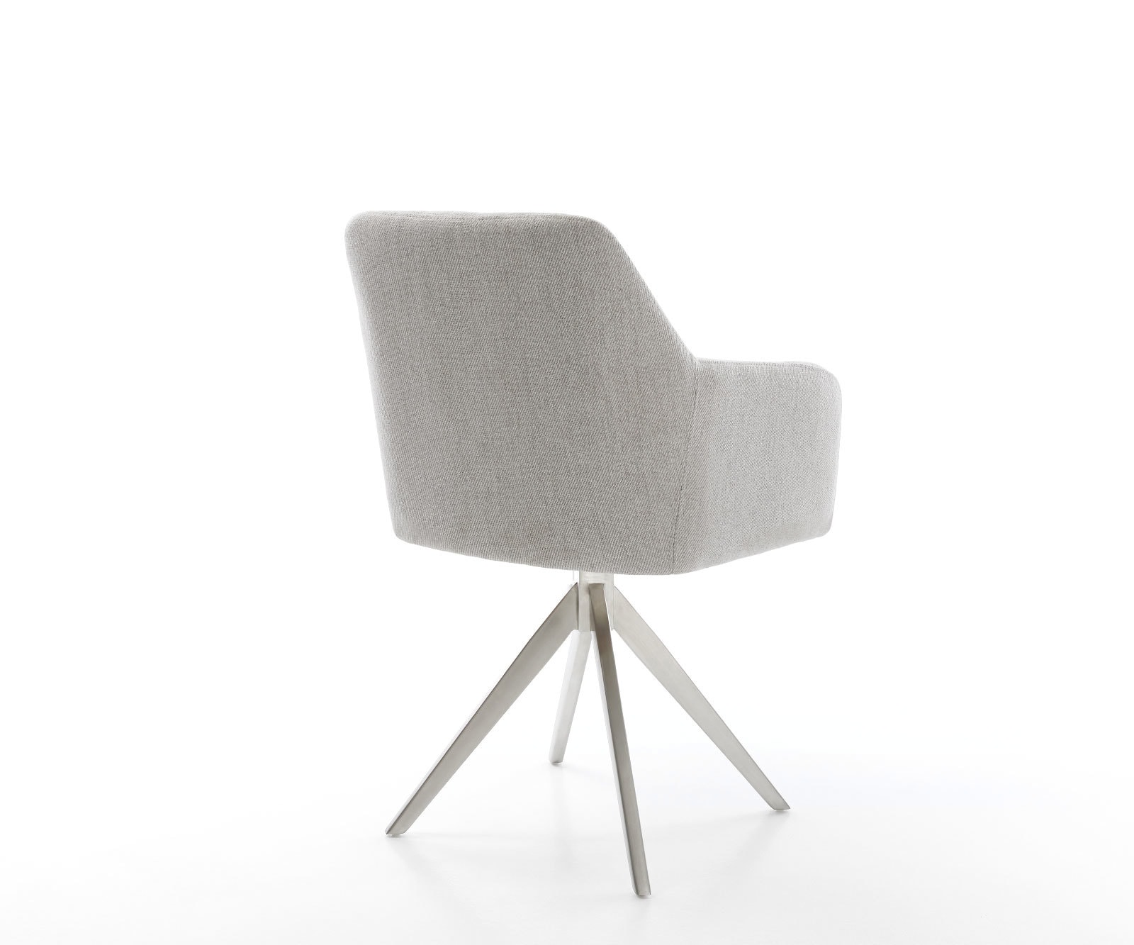 Chaise-de-salle-à-manger Greg-Flex rayures gris clair pied croisé angulaire acier inoxydable brossé ressorts ensachés 4 Chaise-de-salle-à-manger Greg-Flex rayures gris clair pied croisé angulaire acier inoxydable brossé ressorts ensachés 4