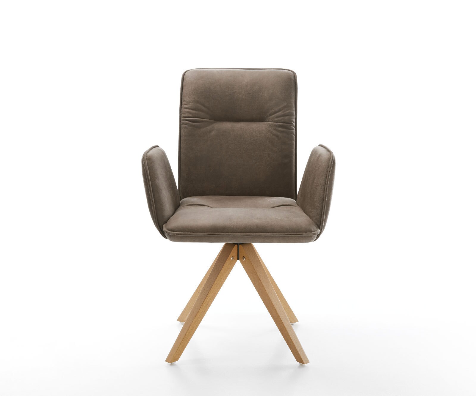 Chaise-de-salle-à-manger Vinja-Flex microvelours taupe vintage pied en bois angulaire naturel 1 Chaise-de-salle-à-manger Vinja-Flex microvelours taupe vintage pied en bois angulaire naturel 1