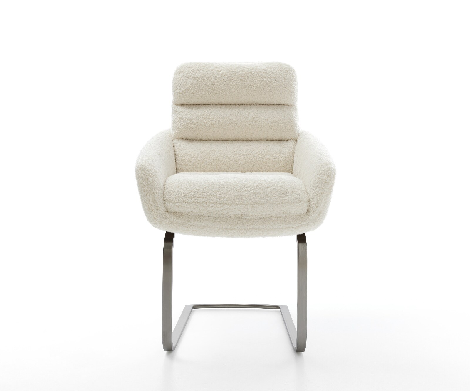 Cantilever Abelia-Flex avec accoudoirs tissu teddy beige pied cantilever plat grafiete 2