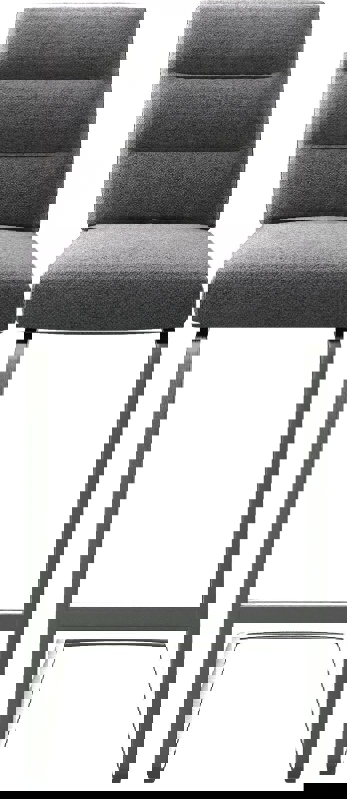 Chaise-de-bar Pela-Flex tissu texturé gris clair chaise cantilever acier plat inoxydable 3