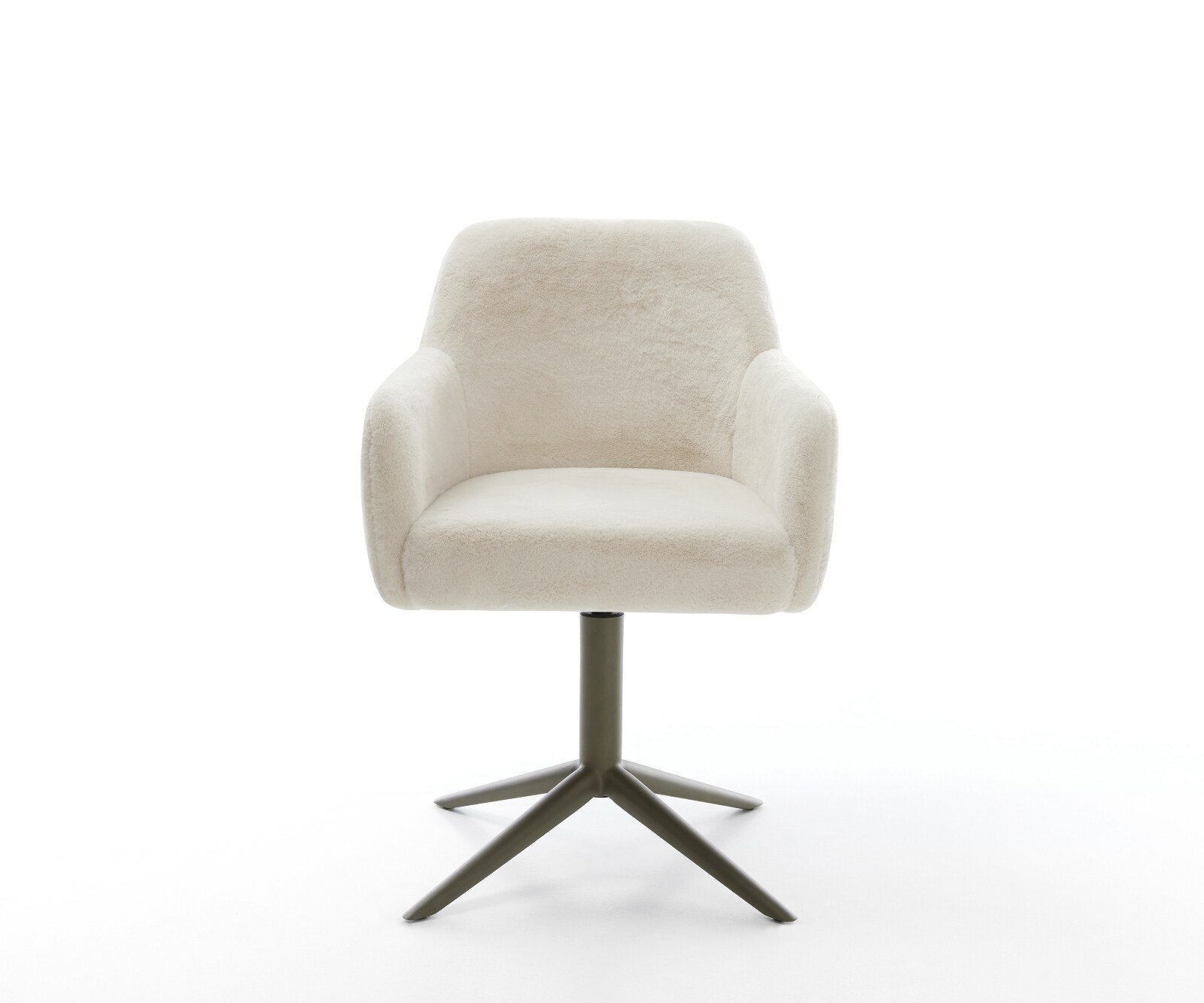 Chaise-pivotante Greg-Flex peluche crème-blanc pied de chaise 4 branches aspect titane pivotement sur 360° fonction bascule resorts ensachés 2