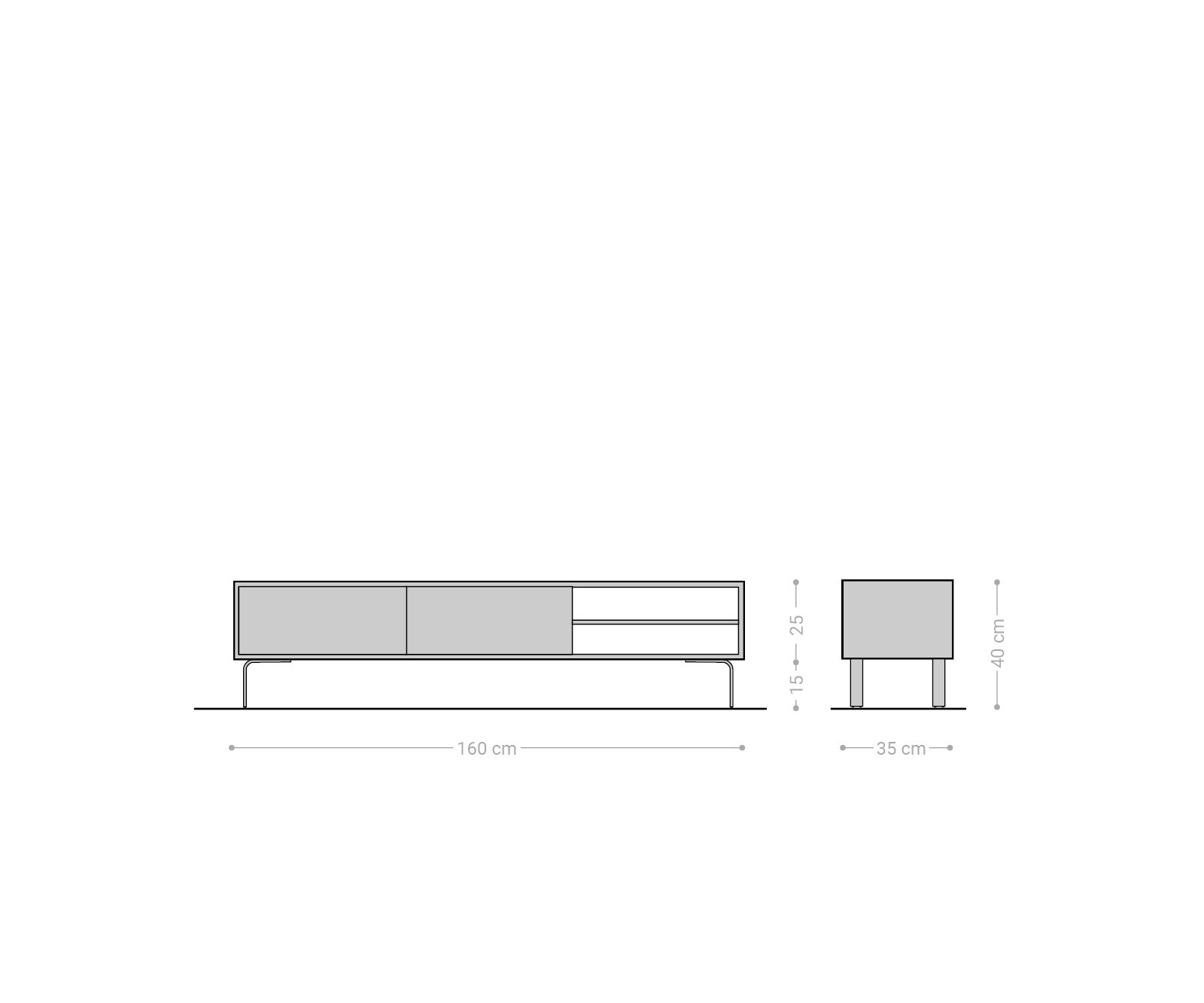 Buffet bas Fevo 160 cm acacia marron 2 portes Pied-L 5