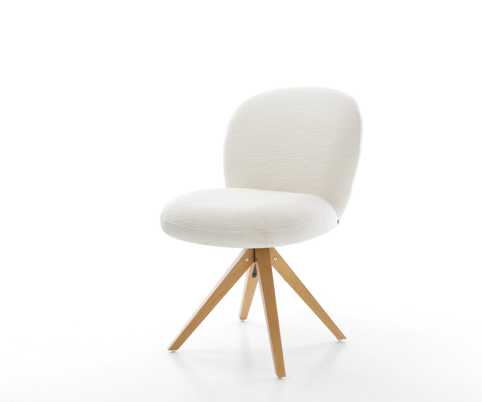 Chaise-pivotante Nube-Flex bouclé doux beige pied en bois angulaire naturel pivotement sur 180° resorts ensachés 1