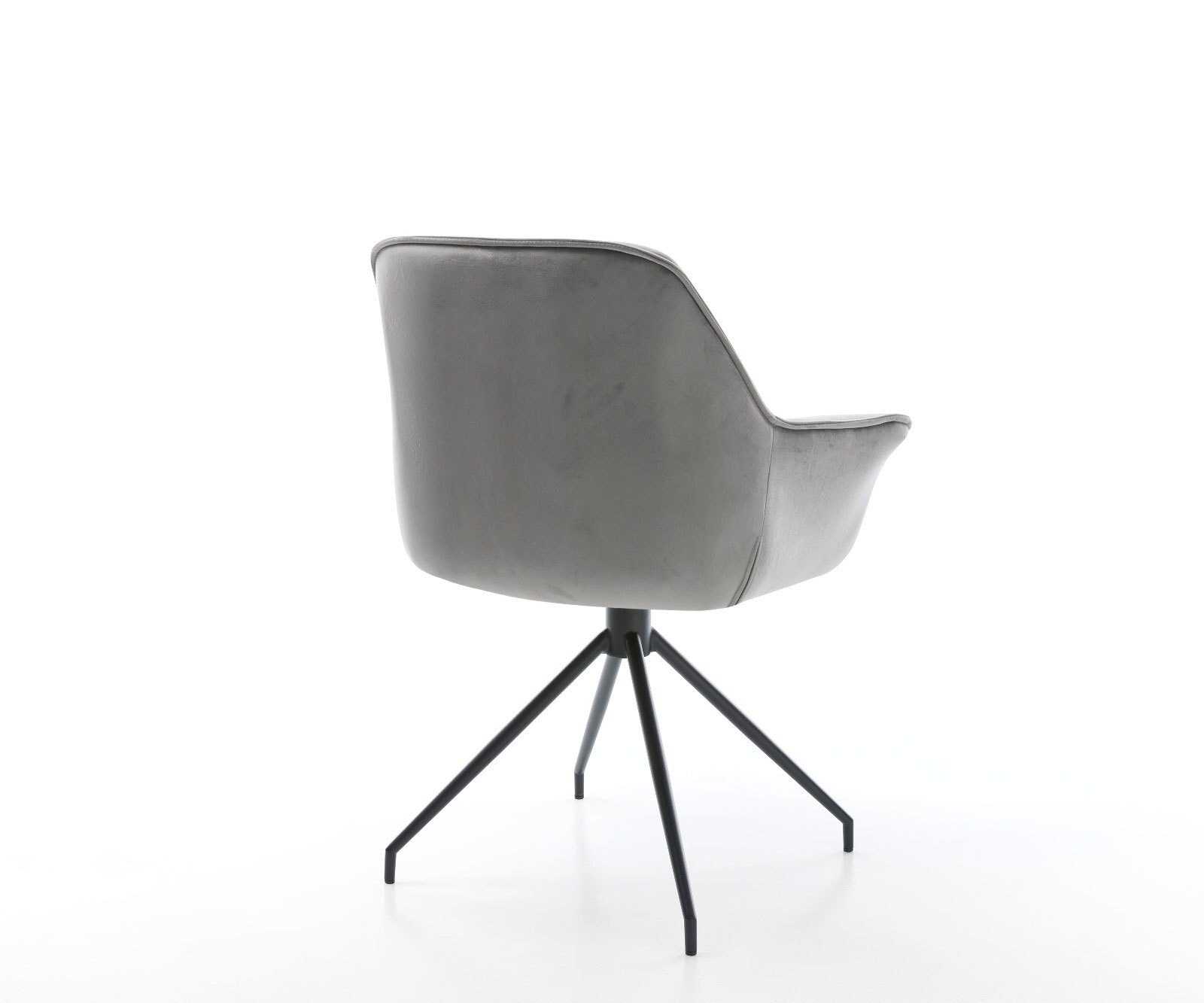 Chaise-de-salle-à-manger Keila-Flex avec accoudoirs velours gris pied croisé conique noir 5