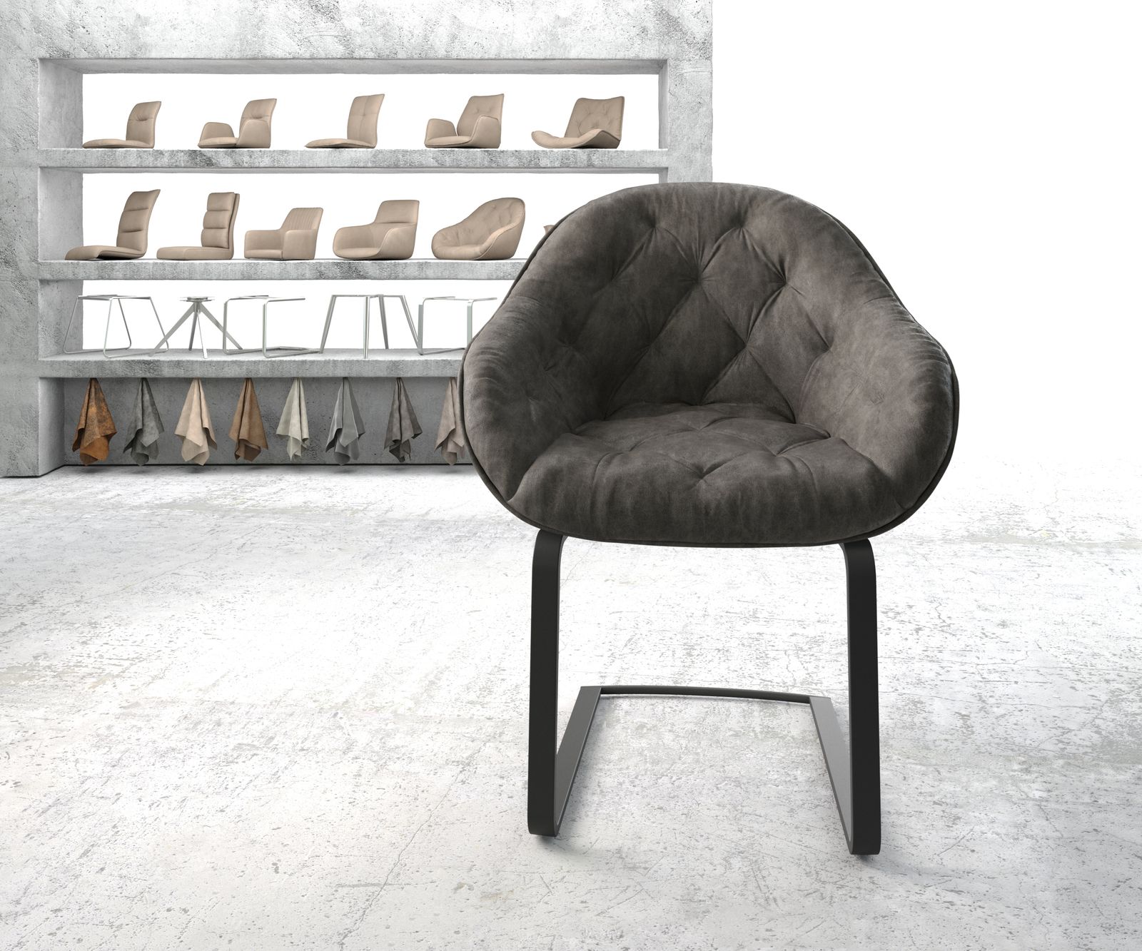 Cantilever Gaio-Flex anthracite vintage cantilever plat noir 1