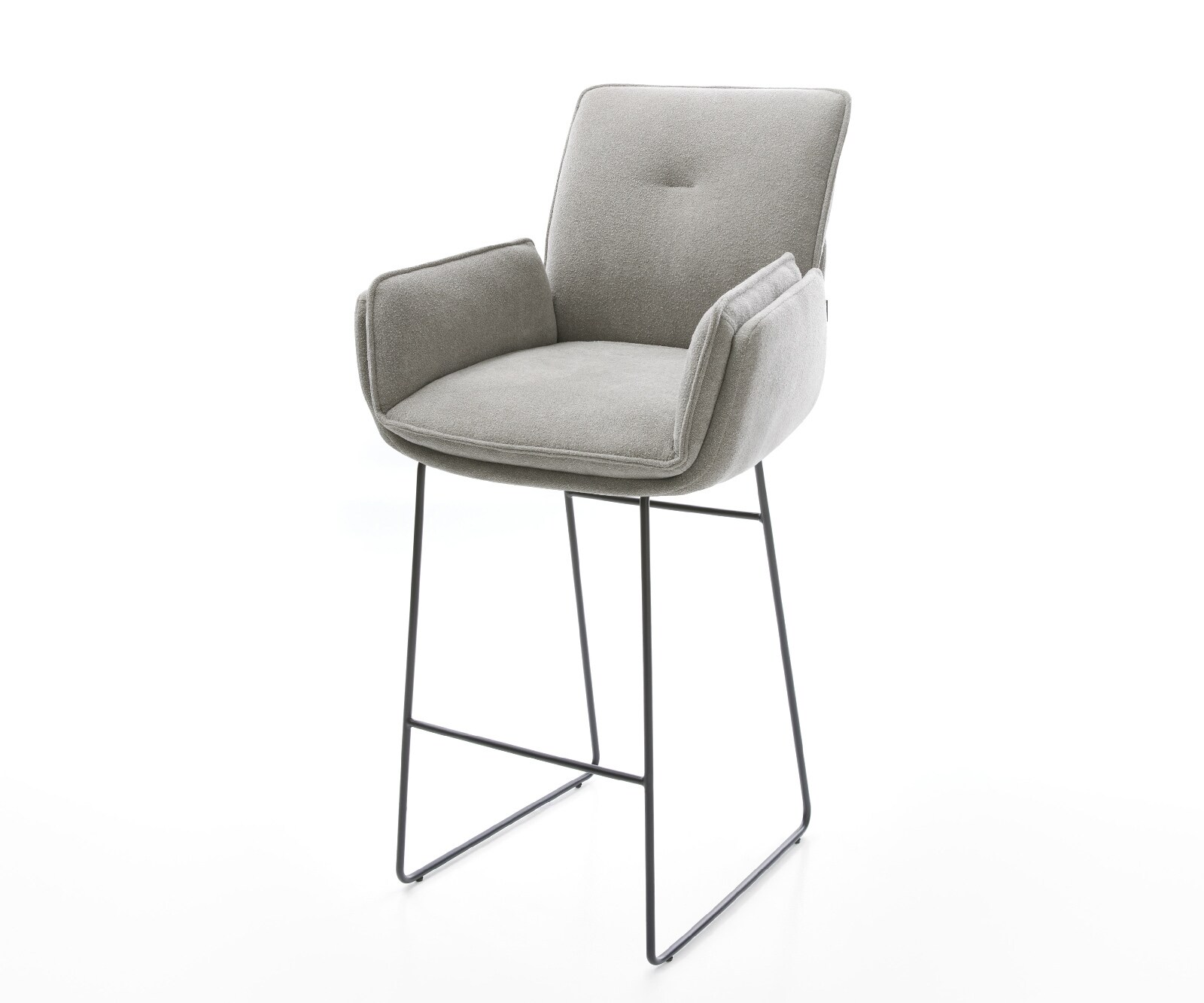 Chaise-de-bar Nela-Flex Tissu structuré doux Gris Pied trapèze noir Noir 1