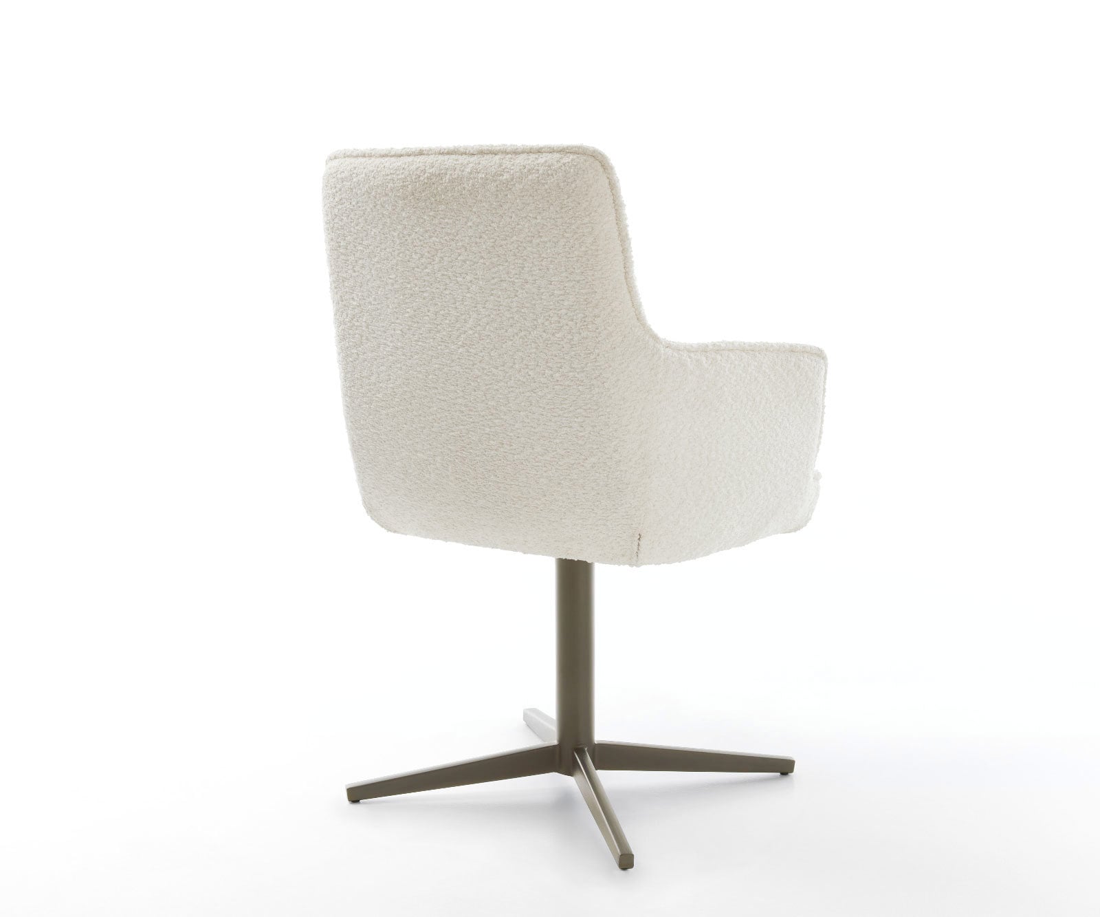 Chaise-pivotante Heira-Flex avec accoudoirs bouclé blanc pied de chaise 4 branches aspect titane pivotement sur 360° ressorts ensachés 4 Chaise-pivotante Heira-Flex avec accoudoirs bouclé blanc pied de chaise 4 branches aspect titane pivotement sur 360° ressorts ensachés 4