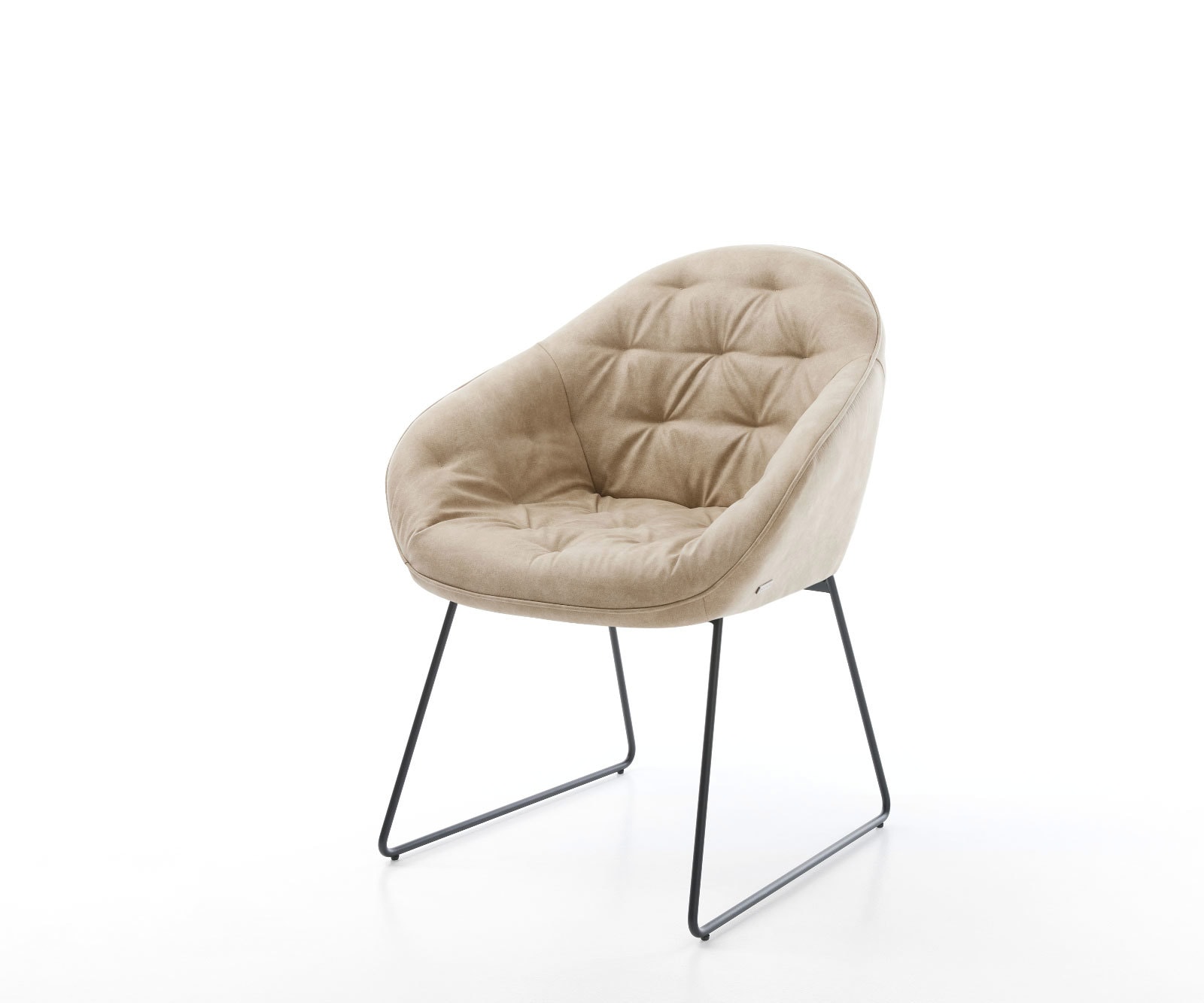 Chaise-de-salle-à-manger Gaio-Flex microvelours beige vintage pied trapèze noir Chaise-de-salle-à-manger Gaio-Flex microvelours beige vintage pied trapèze noir