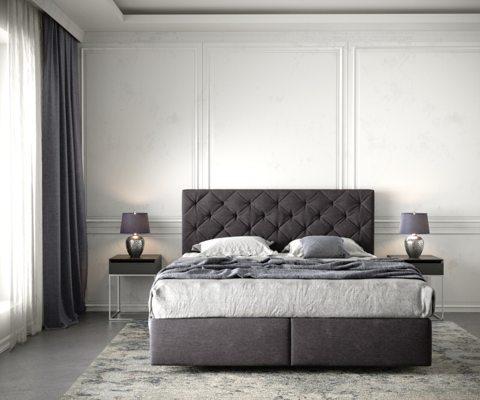 Lit à sommier tapissier Dream-Great 160x200 Microfibre Noir 1