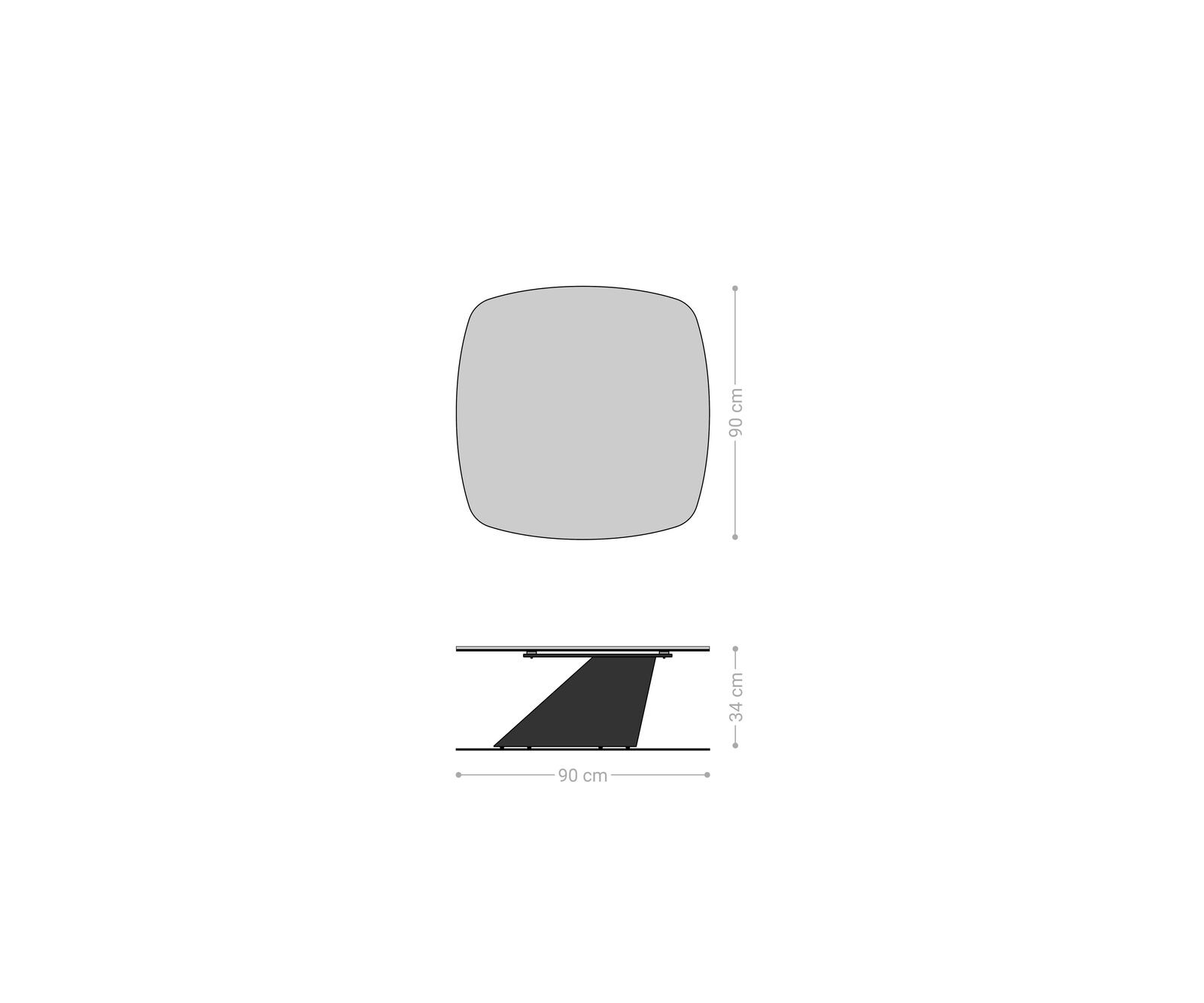 Table basse Edge Boot 90x90 cm céramique Laminam® Noir Desir brun Conis argent métallique 8