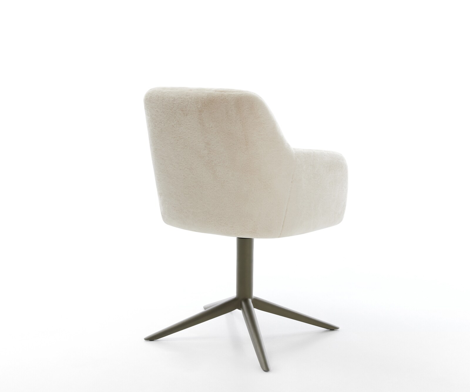 Chaise-pivotante Greg-Flex peluche crème-blanc pied de chaise 4 branches aspect titane pivotement sur 360° fonction bascule resorts ensachés 5