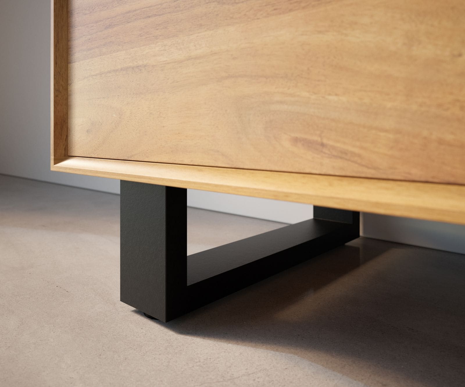 Pied-à-Patin 12,5 cm métal noir pour meubles à caisson de profondeur 45 cm (set de 2) 2 Pied-à-Patin 12,5 cm métal noir pour meubles à caisson de profondeur 45 cm (set de 2) 2