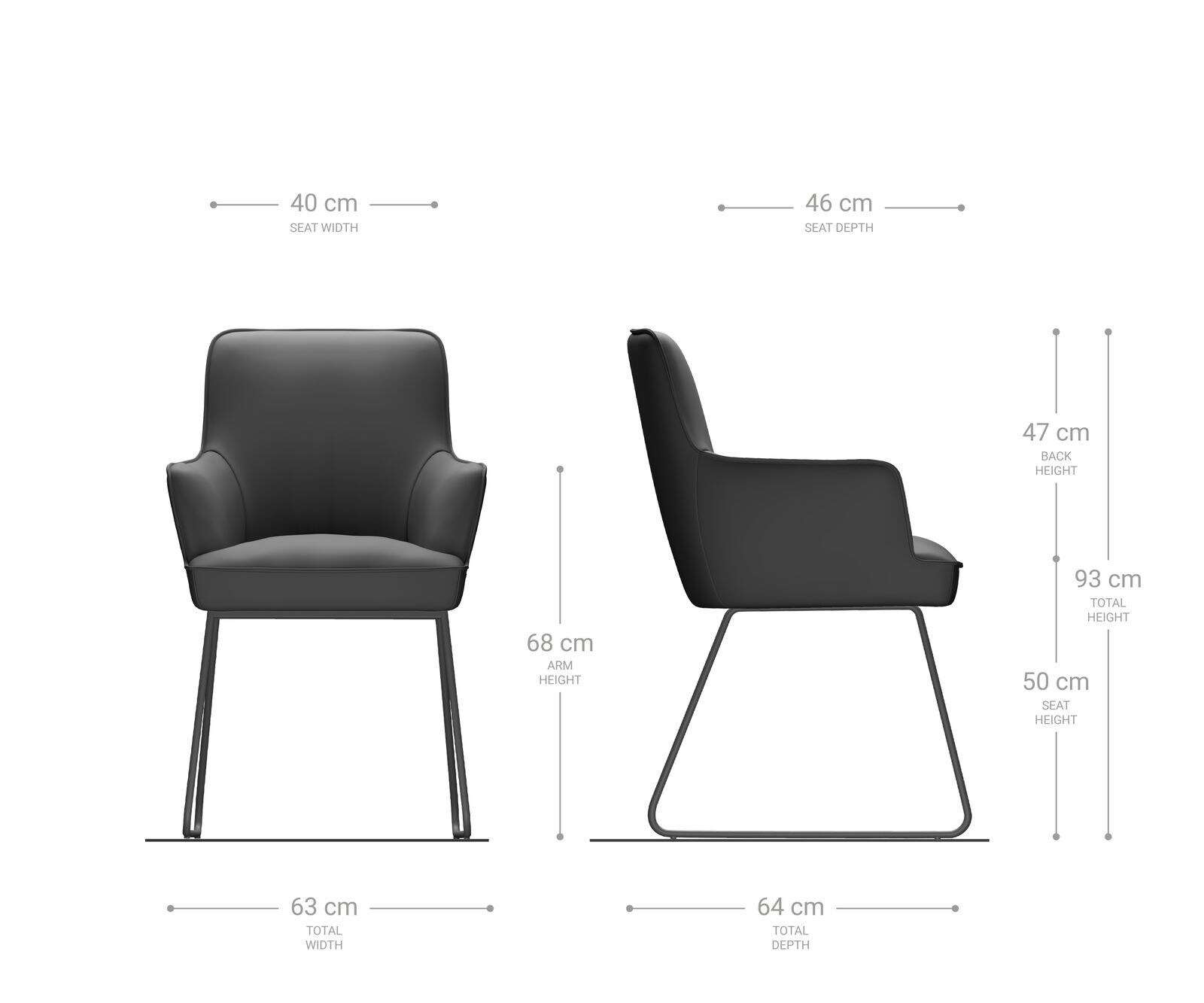 Chaise-de-salle-à-manger Heira-Flex avec accoudoirs microvelours anthracite vintage pied trapèze noir ressorts ensachés 5 Chaise-de-salle-à-manger Heira-Flex avec accoudoirs microvelours anthracite vintage pied trapèze noir ressorts ensachés 5