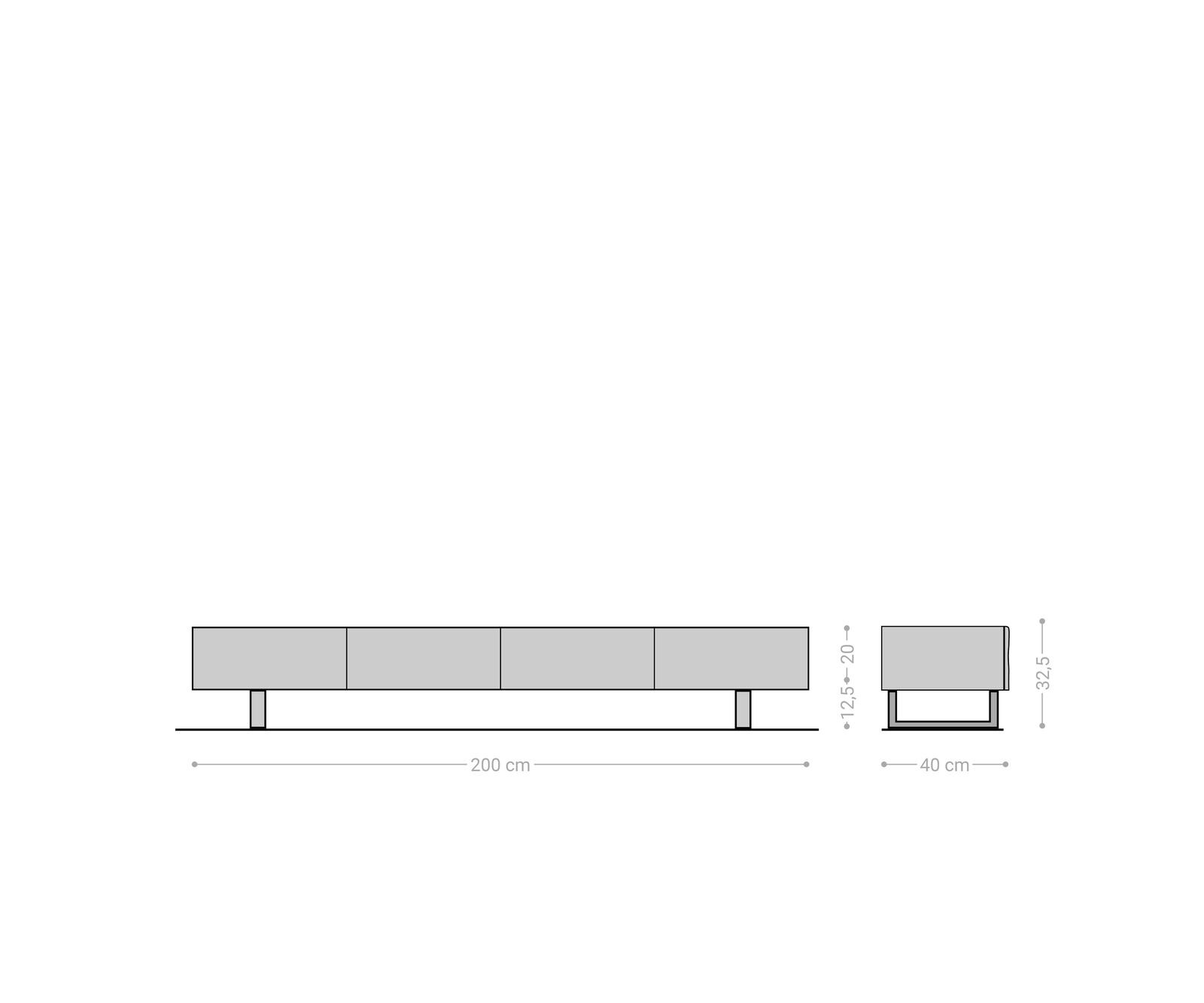 Meuble - TV New Live-Edge 200 cm acacia naturel 4 portes patin métal noir 7