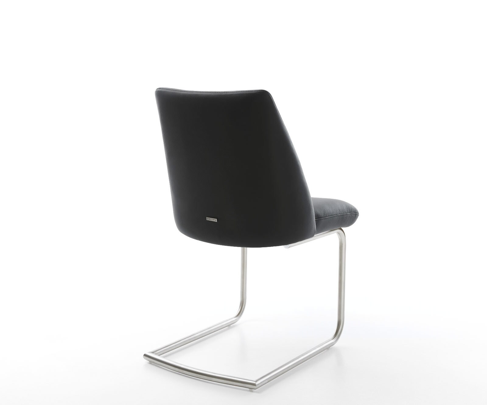 Cantilever Elso-Flex cuir de vache noir pied cantilever rond acier inoxydable brossé ressorts ensachés 5