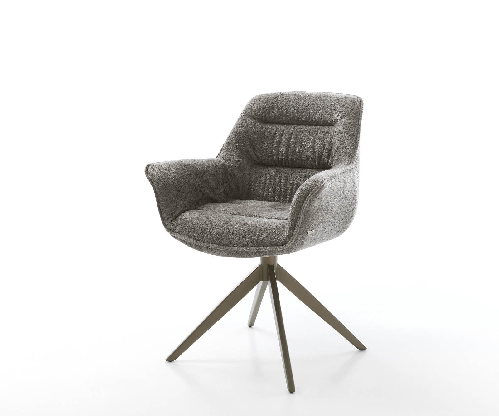 Chaise-pivotante Kaira-Flex bouclé doux couleur boue pied croisé large aspect titane pivotement sur 360° fonction bascule 1