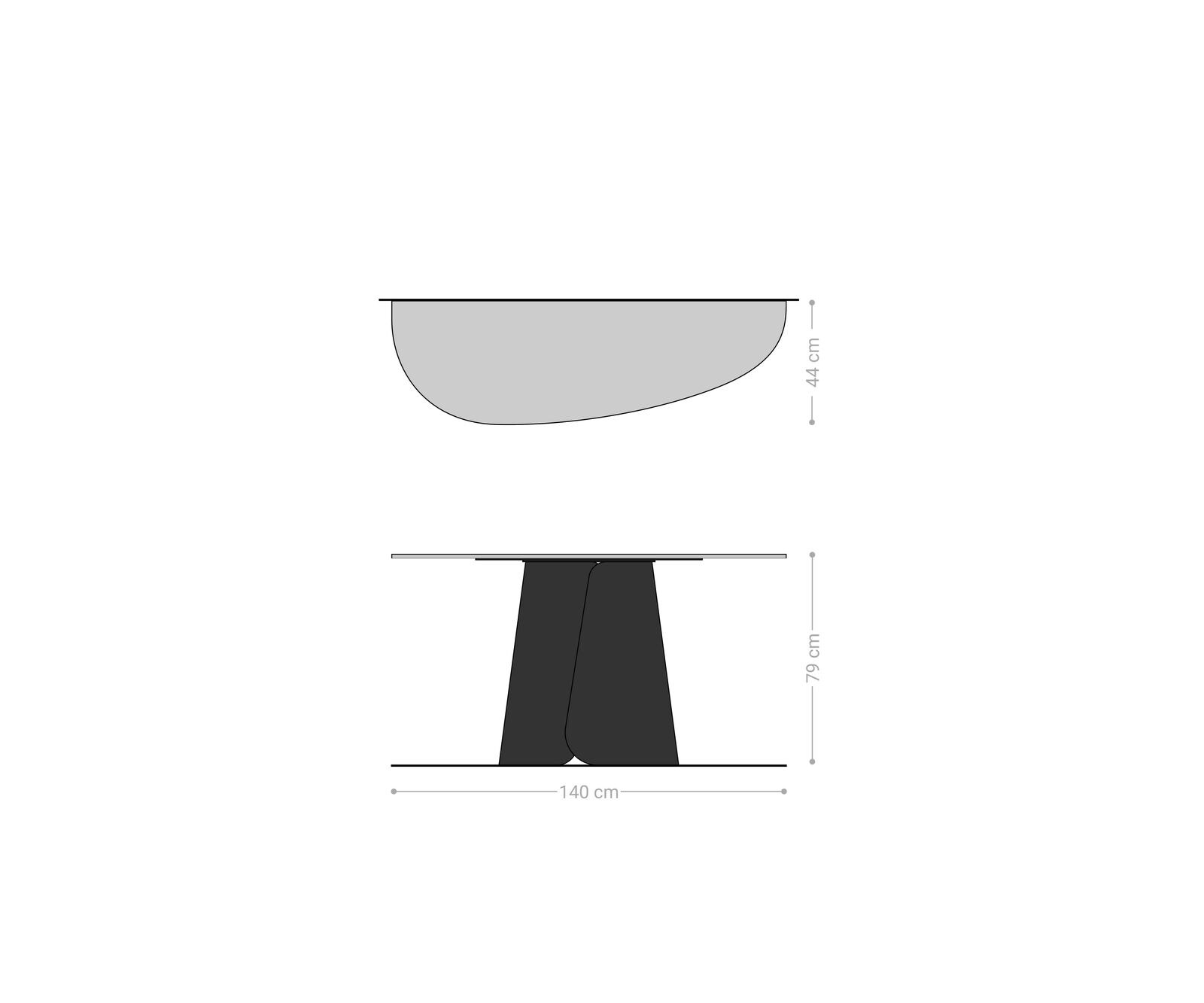 Table console Edge Oval 140x40 cm Céramique Béton Gris Livos Métal Noir 8