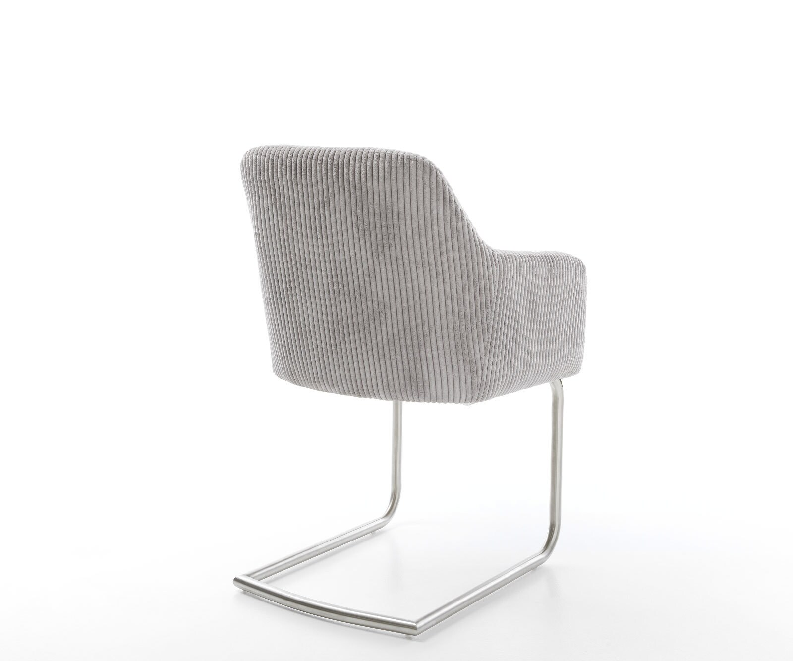 Cantilever Greg-Flex côtelé gris argenté pied cantilever rond acier inoxydable brossé ressorts ensachés 4 Cantilever Greg-Flex côtelé gris argenté pied cantilever rond acier inoxydable brossé ressorts ensachés 4