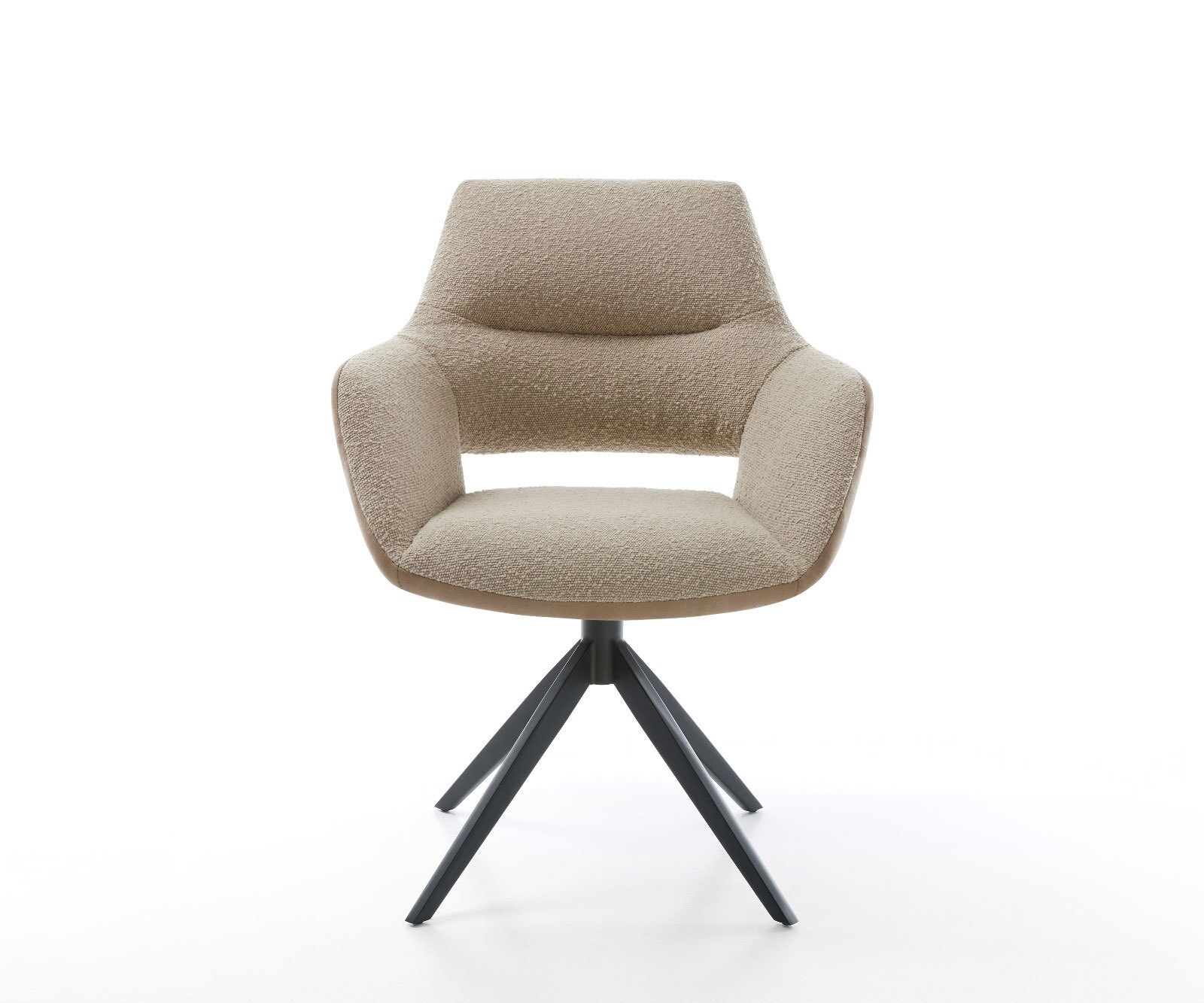 Chaise-pivotante Yago-Flex avec accoudoirs tissu mixte couleur boue pied croisé large noir pivotement sur 360° ressorts ensachés 1 Chaise-pivotante Yago-Flex avec accoudoirs tissu mixte couleur boue pied croisé large noir pivotement sur 360° ressorts ensachés 1