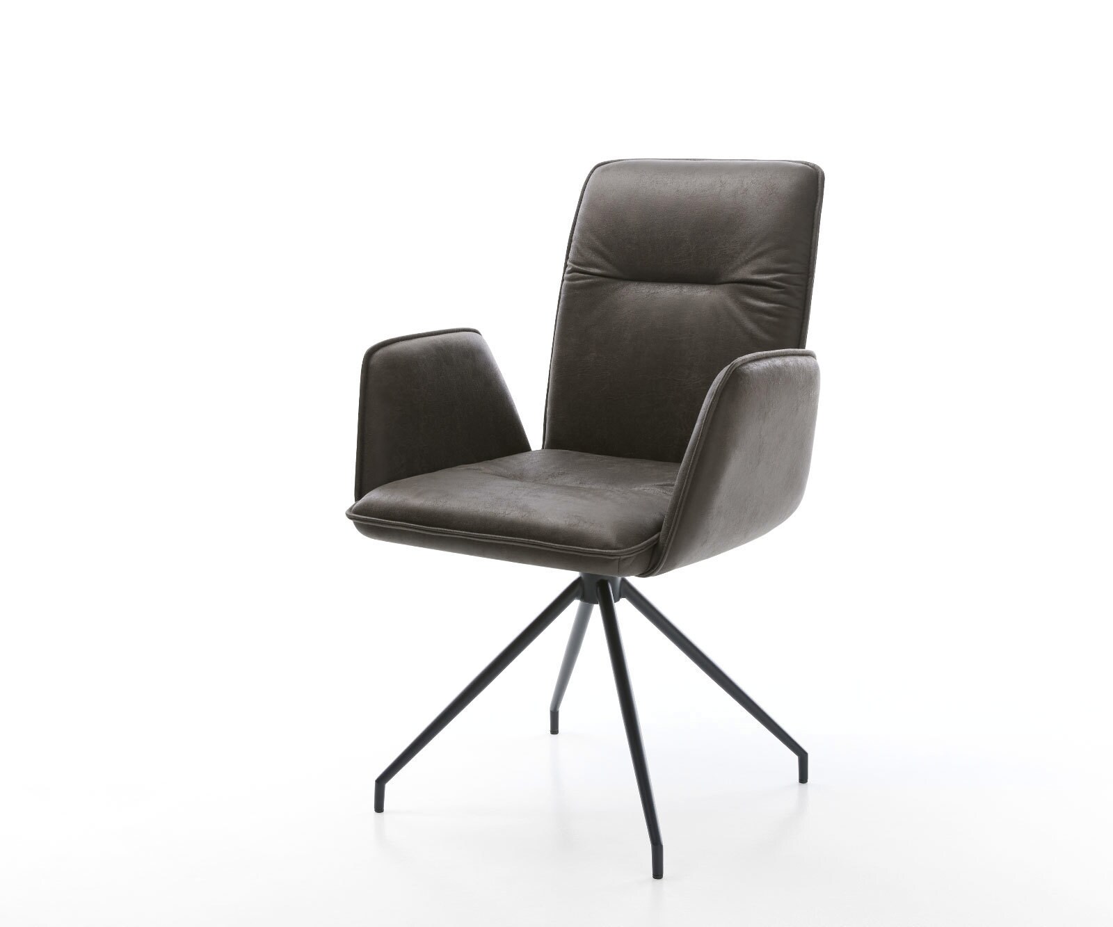 Chaise-de-salle-à-manger Vinja-Flex microvelours anthracite vintage pied croisé conique noir