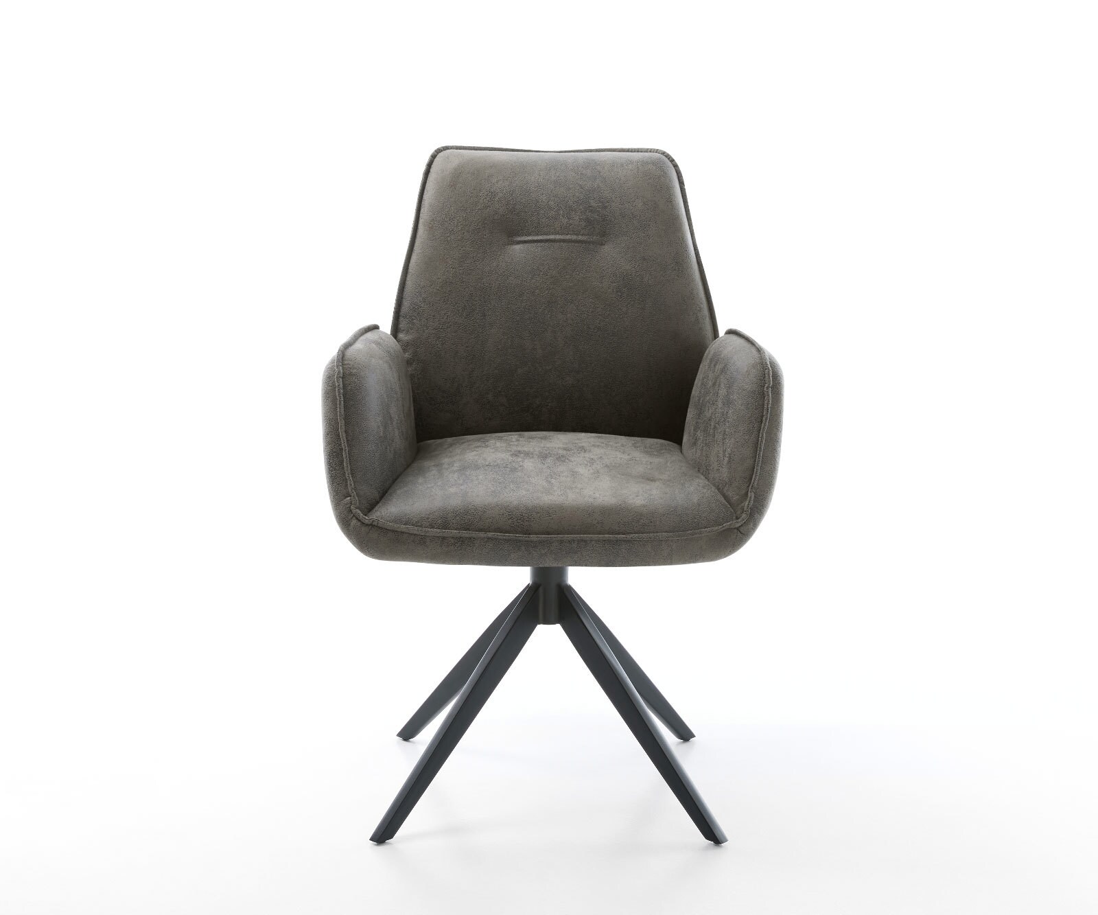 Chaise-de-salle-à-manger Zoa-Flex microvelours gris antique pied croisé large noir ressorts ensachés 1