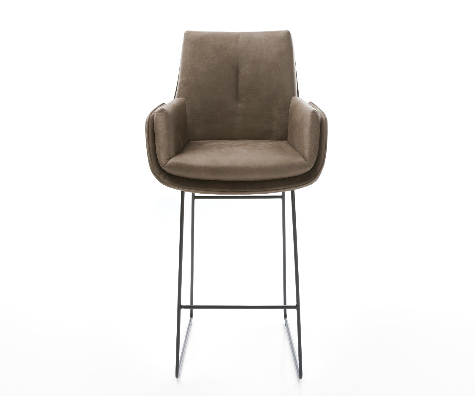 Chaise-de-bar Clea-Flex Microfibre Taupe Vintage Pied trapèze noir Noir 1