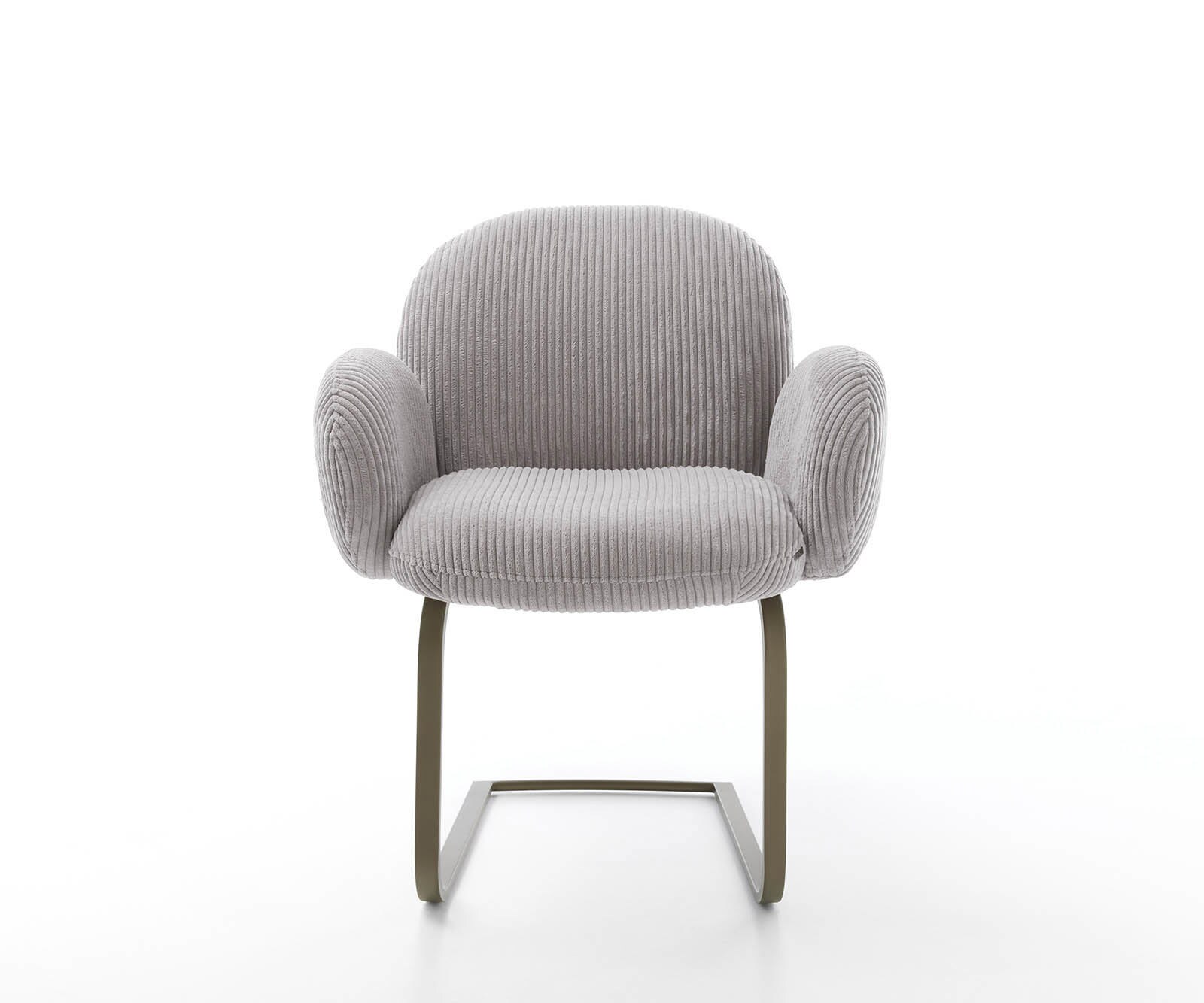 Cantilever Nube-Flex avec accoudoirs côtelé gris argenté pied cantilever plat aspect titane ressorts ensachés 2