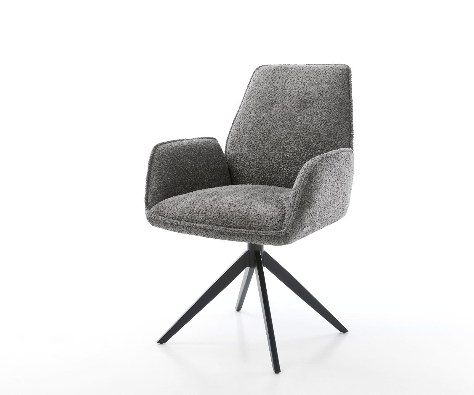 Chaise-de-salle-à-manger Zoa-Flex bouclé gris pied croisé large noir ressorts ensachés
