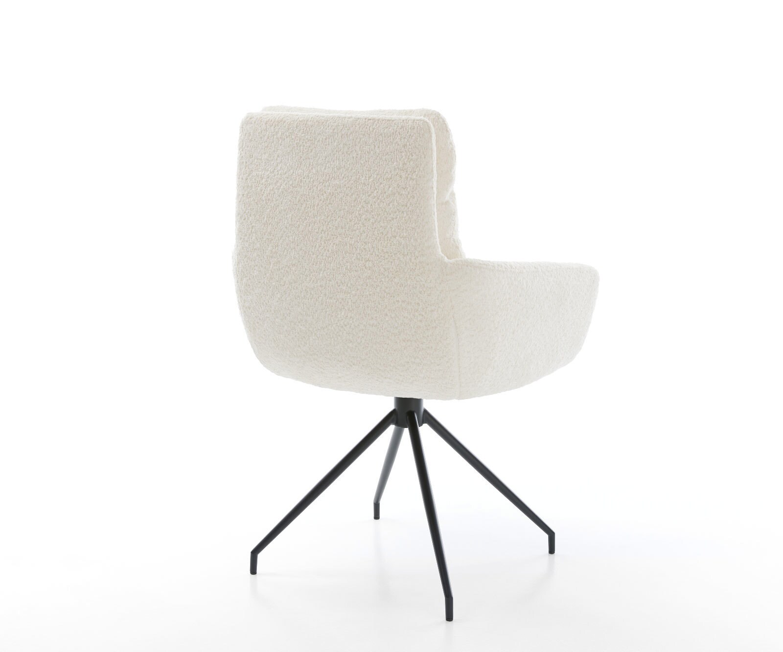 Chaise-de-salle-à-manger Abelia-Flex avec accoudoirs bouclé blanc pied croisé conique noir 4 Chaise-de-salle-à-manger Abelia-Flex avec accoudoirs bouclé blanc pied croisé conique noir 4