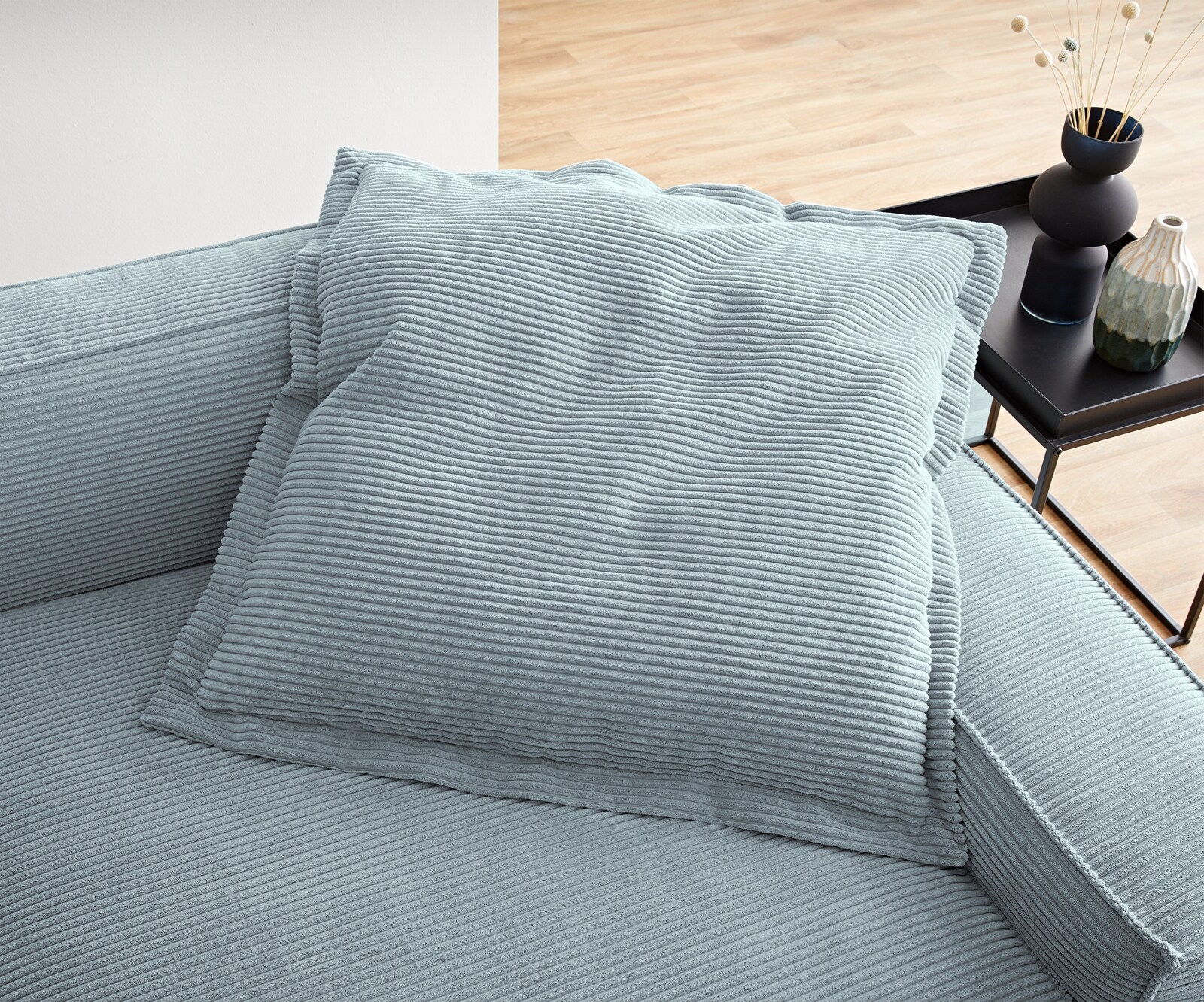 Sirpio Coussin à jeter 85x85 Velours côtelé bleu pastel 3