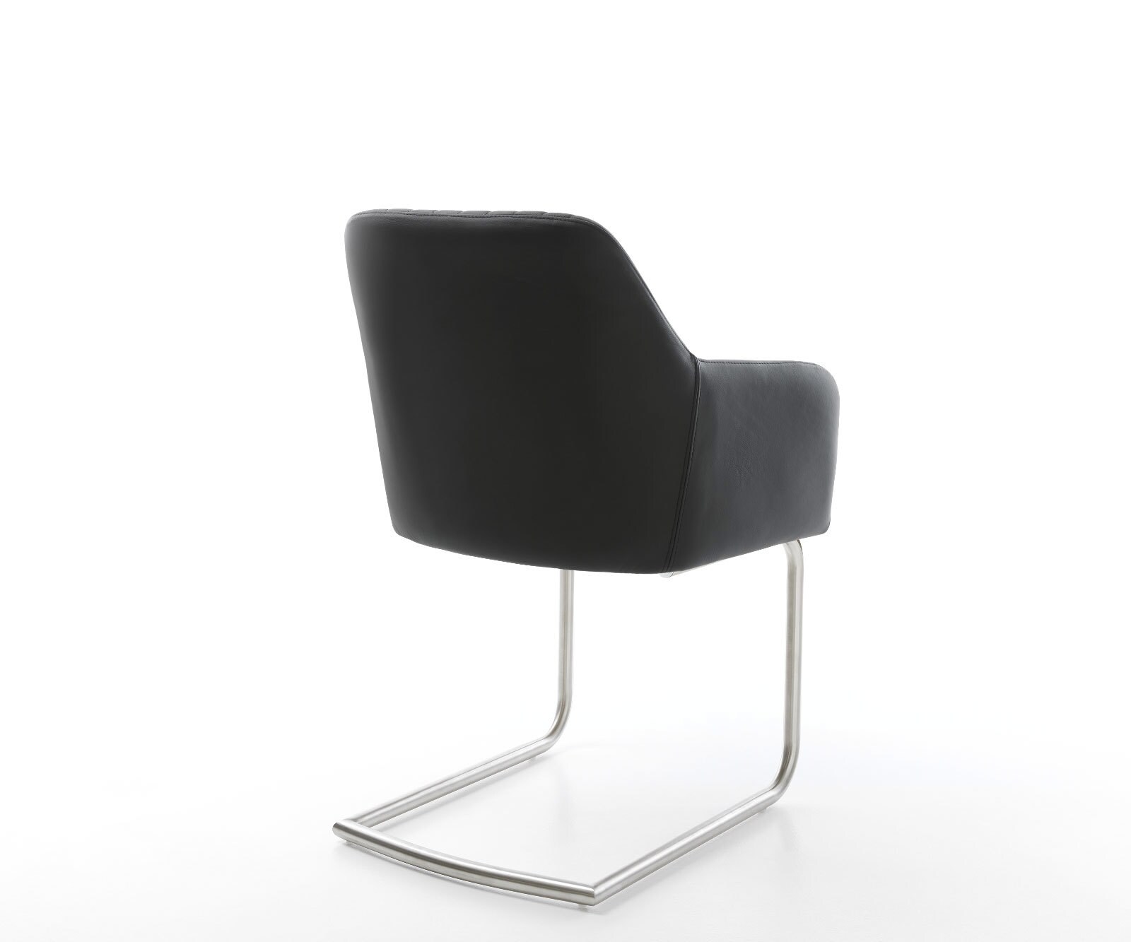 Cantilever Greg-Flex cuir de vache noir pied cantilever rond acier inoxydable brossé ressorts ensachés 5